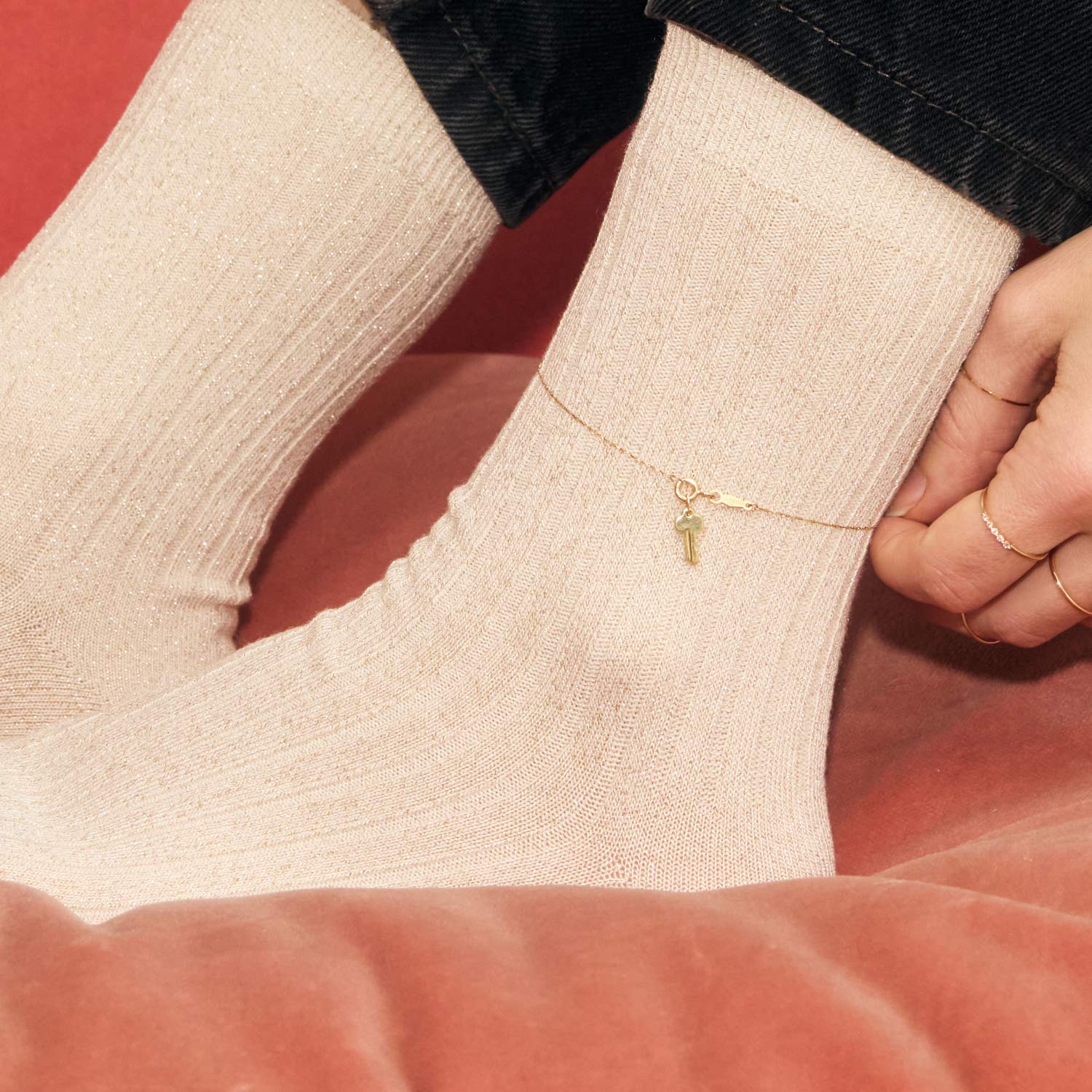 Twinkly Toes Socks, Ivory Gold - Image 4