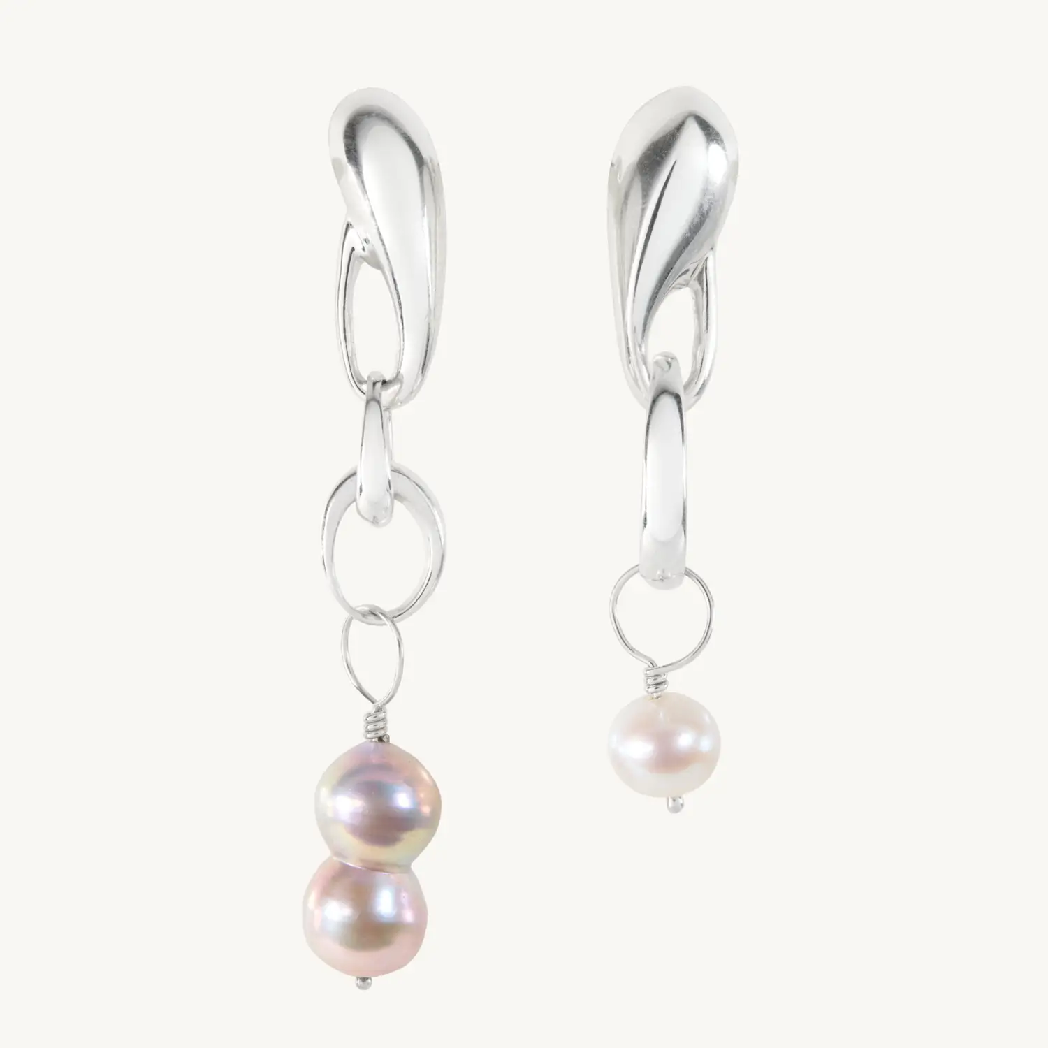 Silver and Pearl Chrysalis Earrings (pair)
