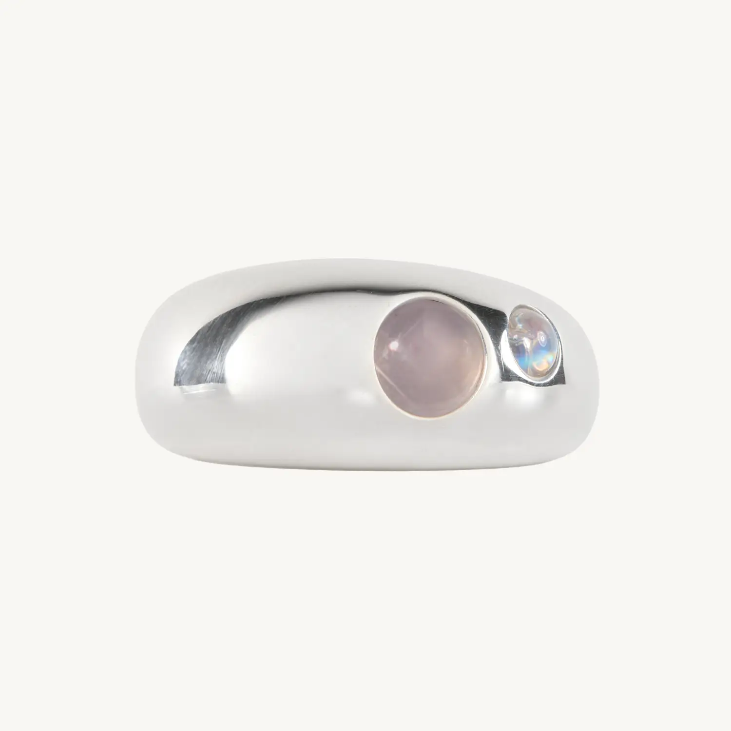 Moonstone and Chalcedony Pebble Ring