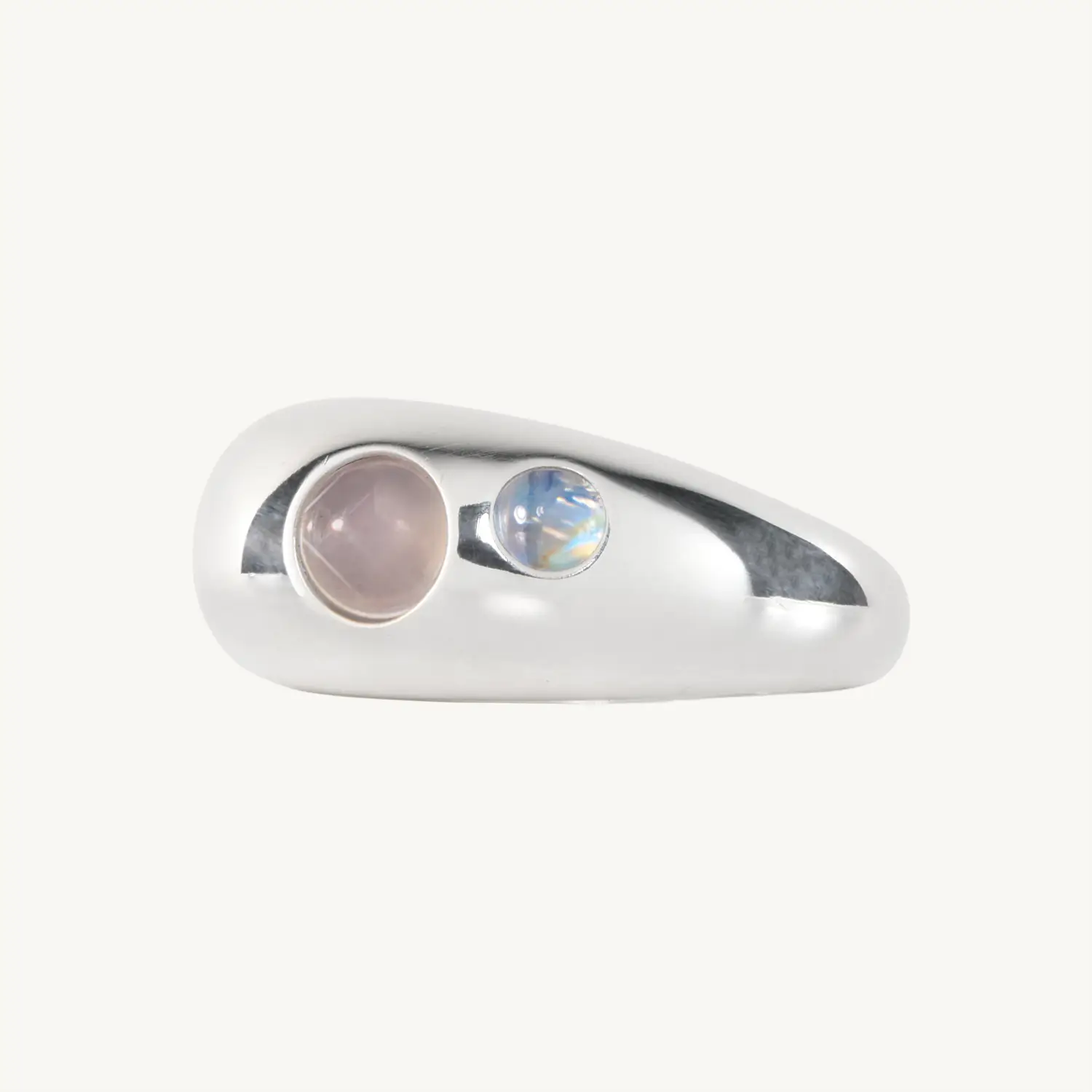 Alternative view of Moonstone and Chalcedony Pebble Ring