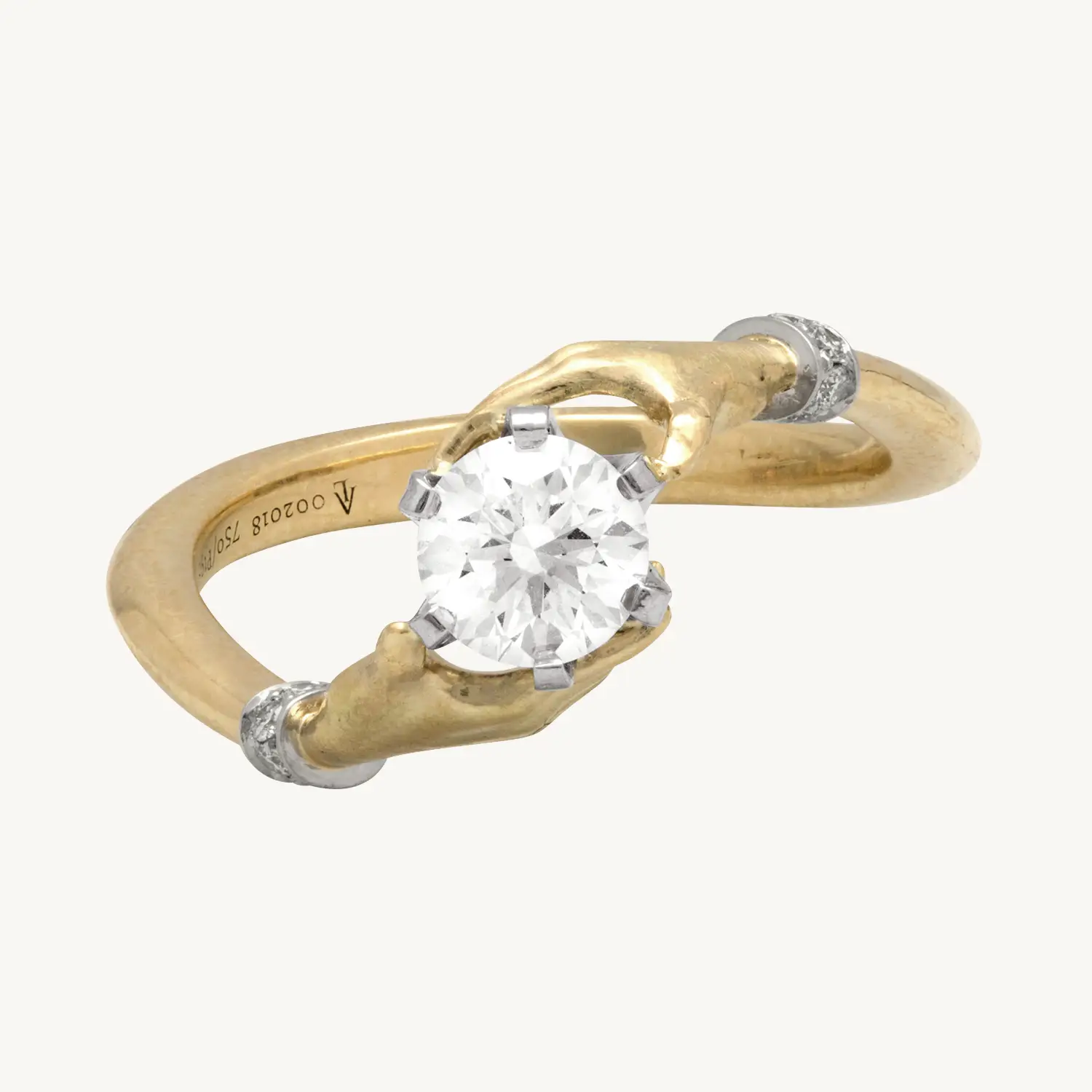 Cupping Hands Diamond Ring