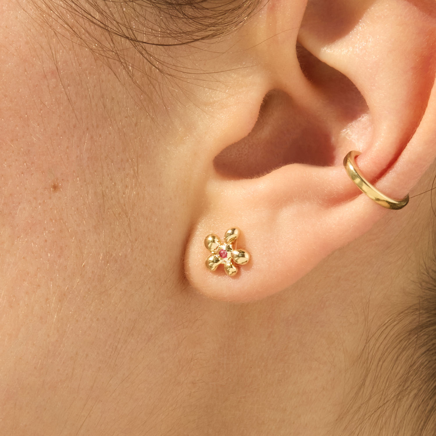Alternative view of Baby Blossom Ruby Stud (single)