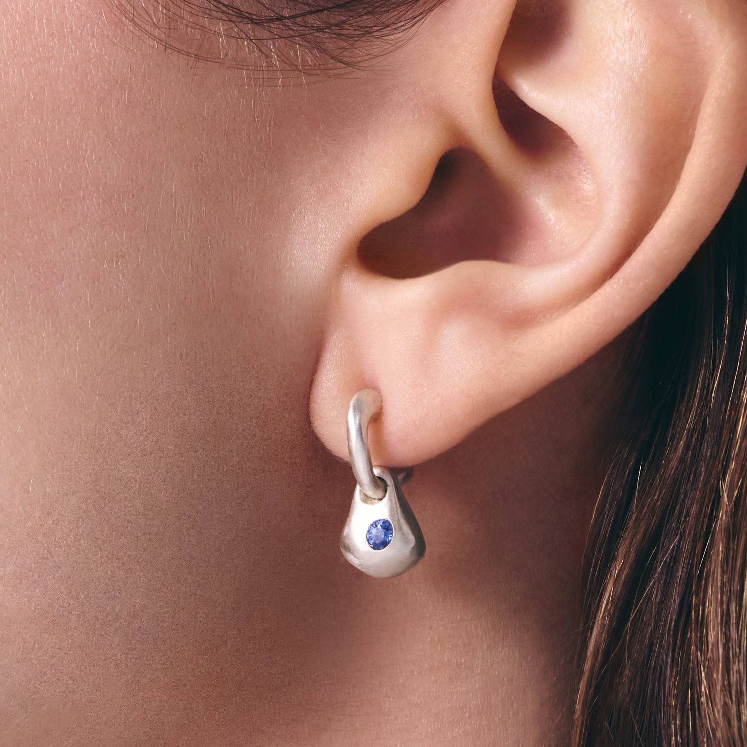 Alternative view of Mixed Sapphire Bosc Drop Earrings (pair)