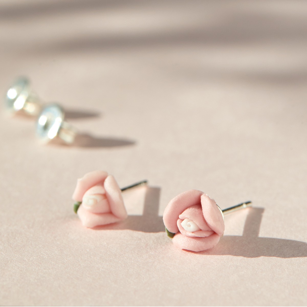 Marzipan Rose Earrings, Carnation Pink (Pair) - Image 5