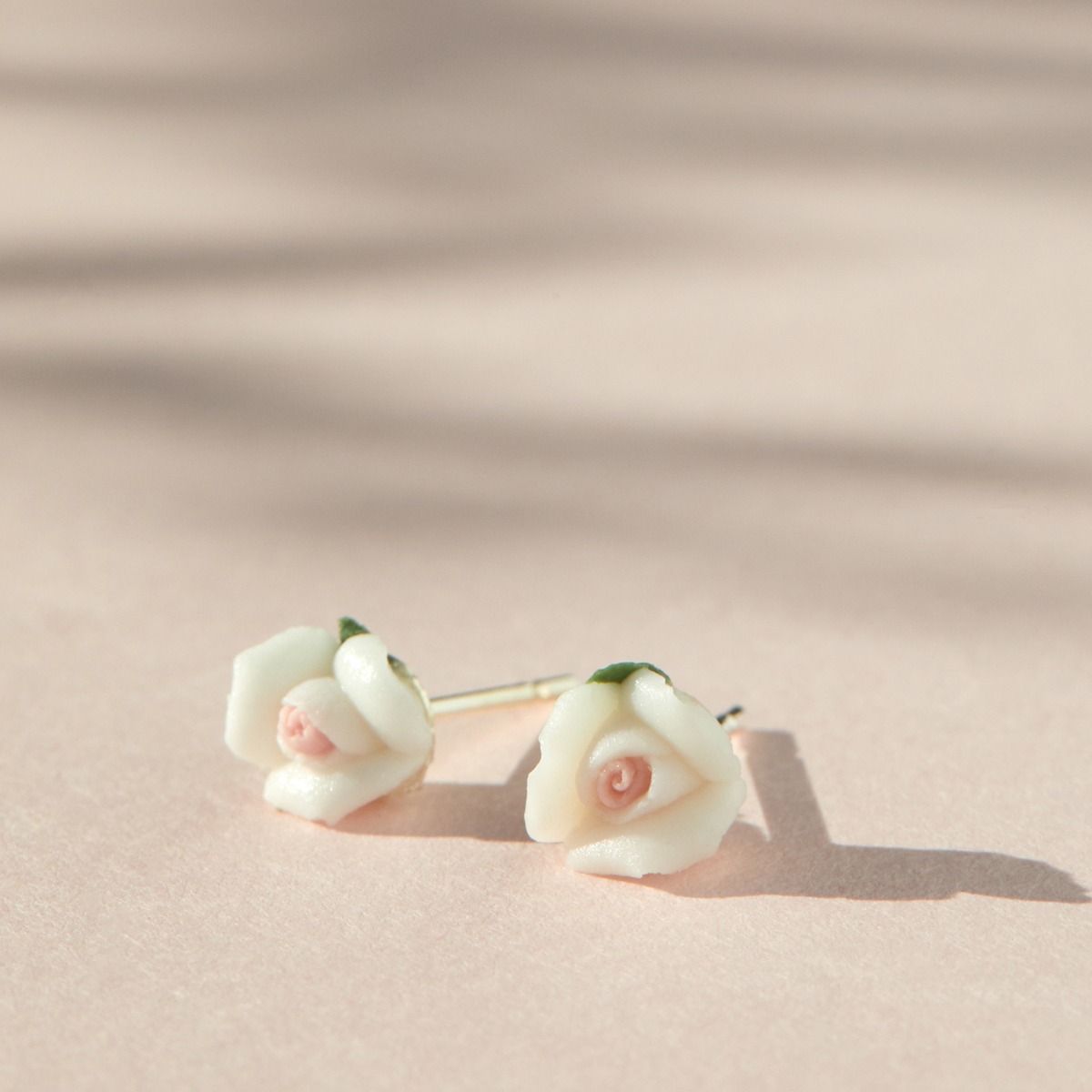Marzipan Rose Earrings, Snow White (Pair) - Image 4