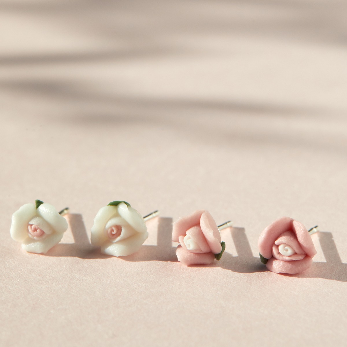 Marzipan Rose Earrings, Snow White (Pair) - Image 5