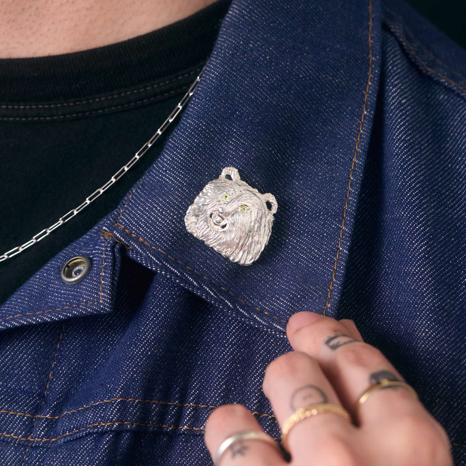 Green-Eyed Bear Convertible Brooch & Charm - Image 5