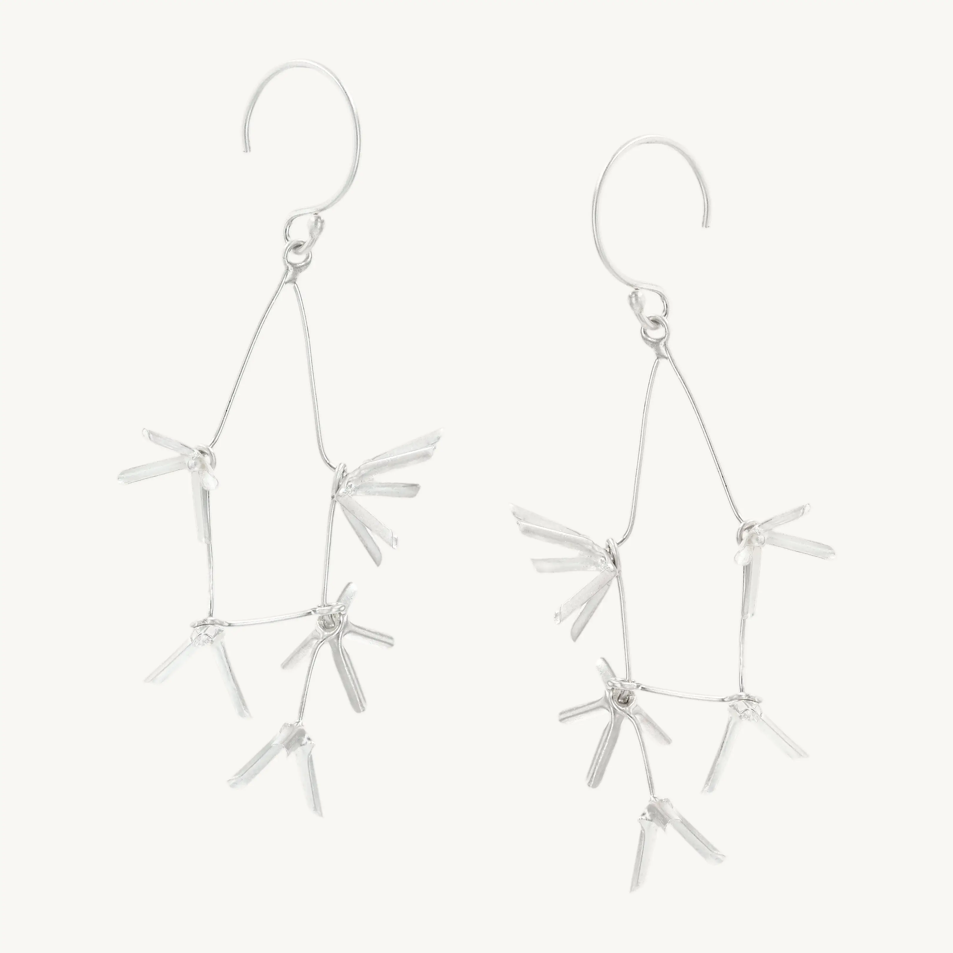 Silver Flower Constellation Drop Earrings (pair)