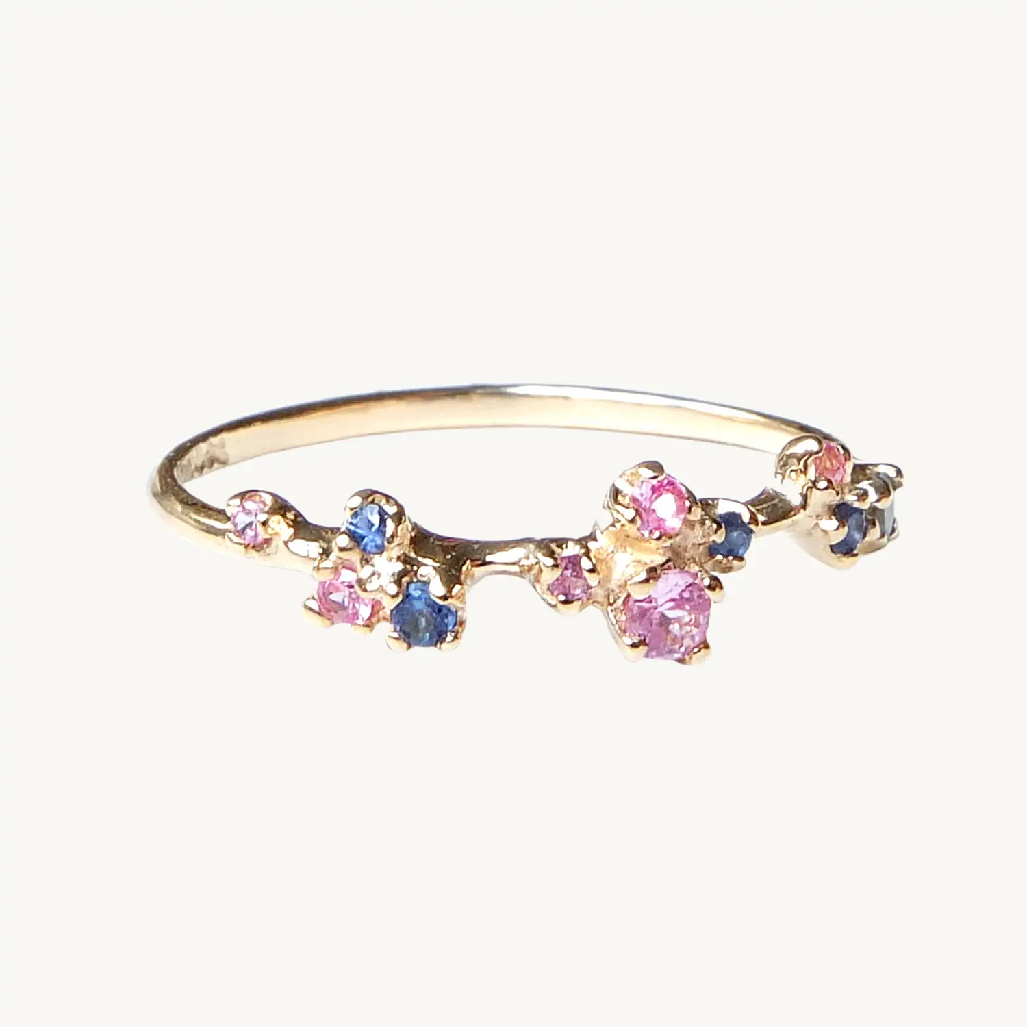 Alternative view of Little Pink & Blue Sapphire Sparkler Ring