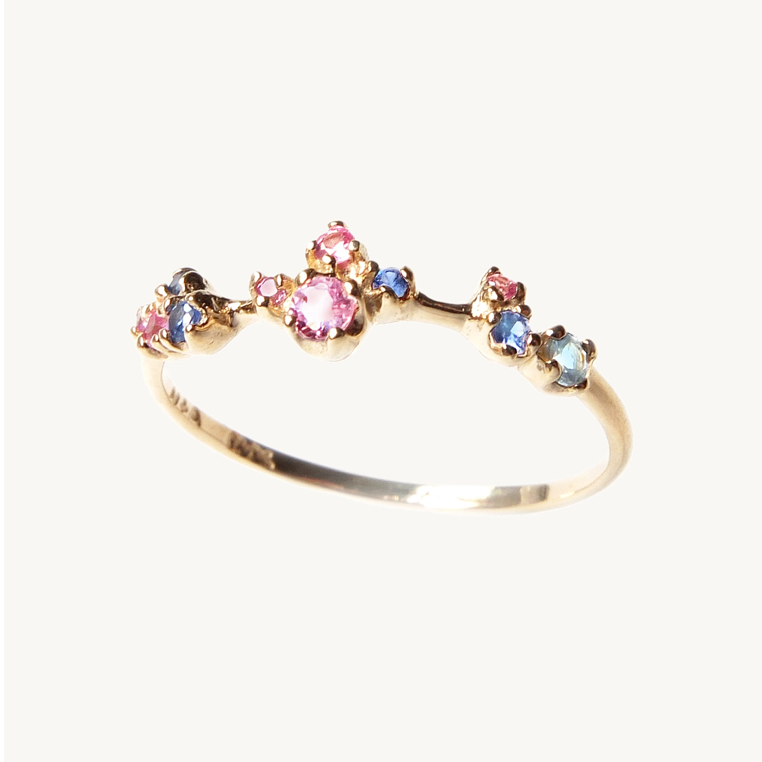 Little Pink & Blue Sapphire Sparkler Ring - Image 9