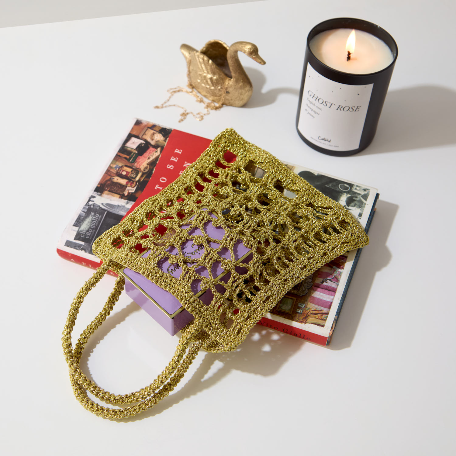 Gold Crochet Lunch Bag - Image 3