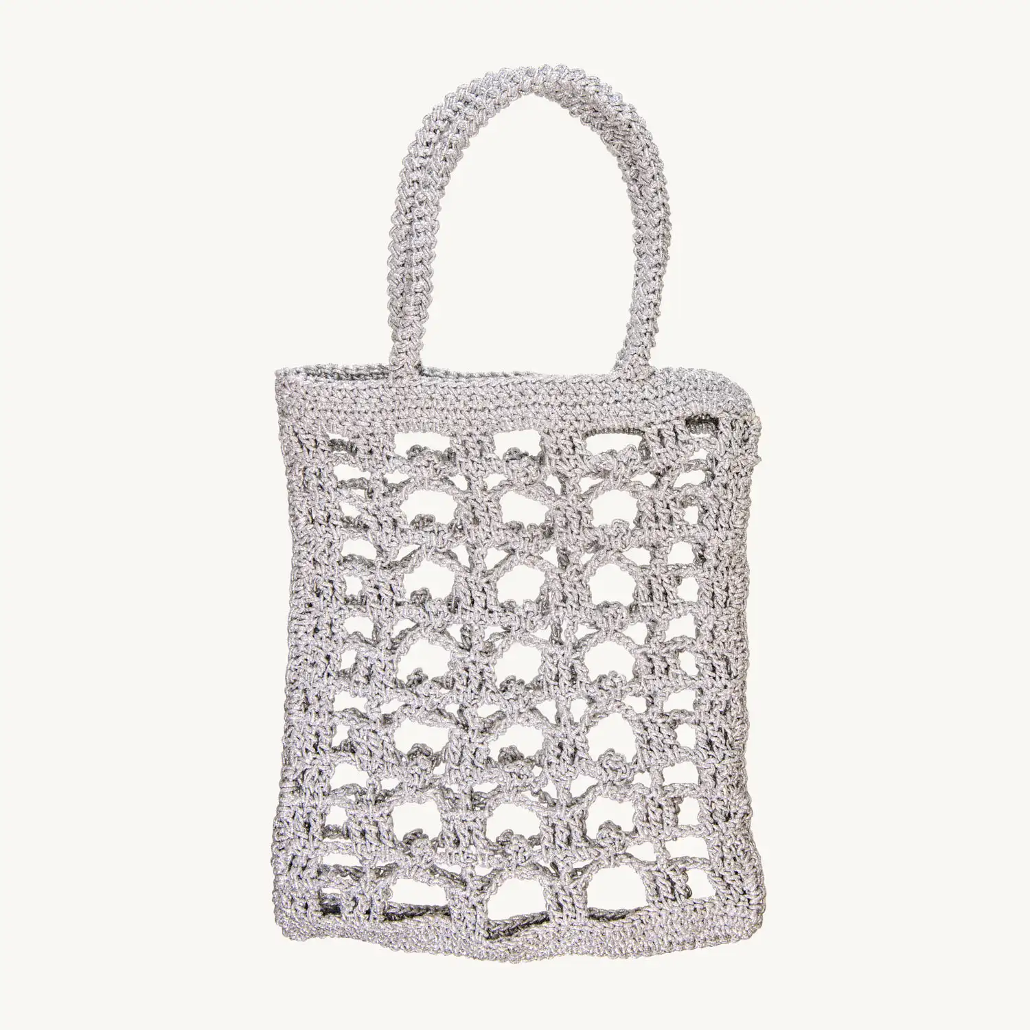 Silver Crochet Lunch Bag
