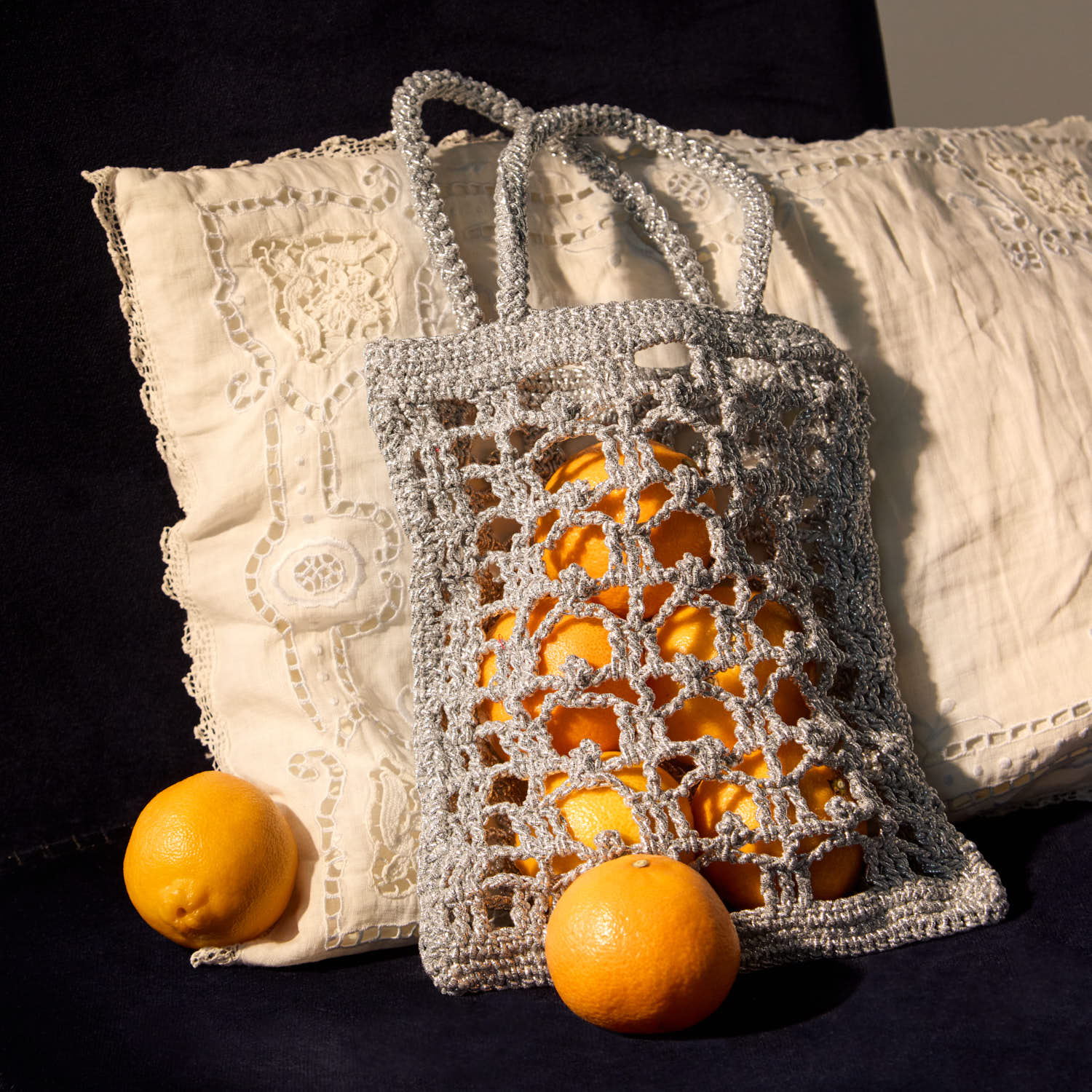 Silver Crochet Lunch Bag - Image 3