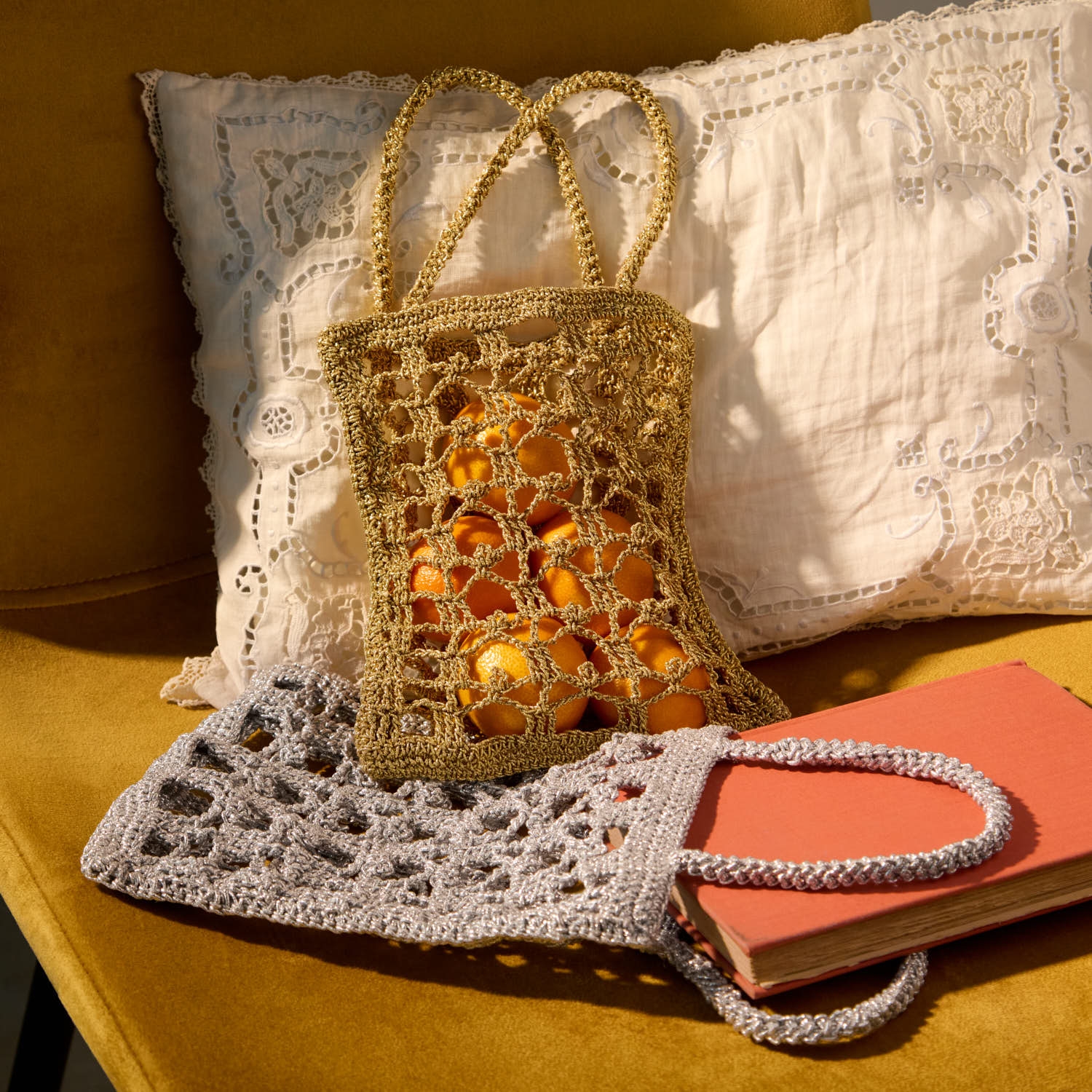 Silver Crochet Lunch Bag - Image 4