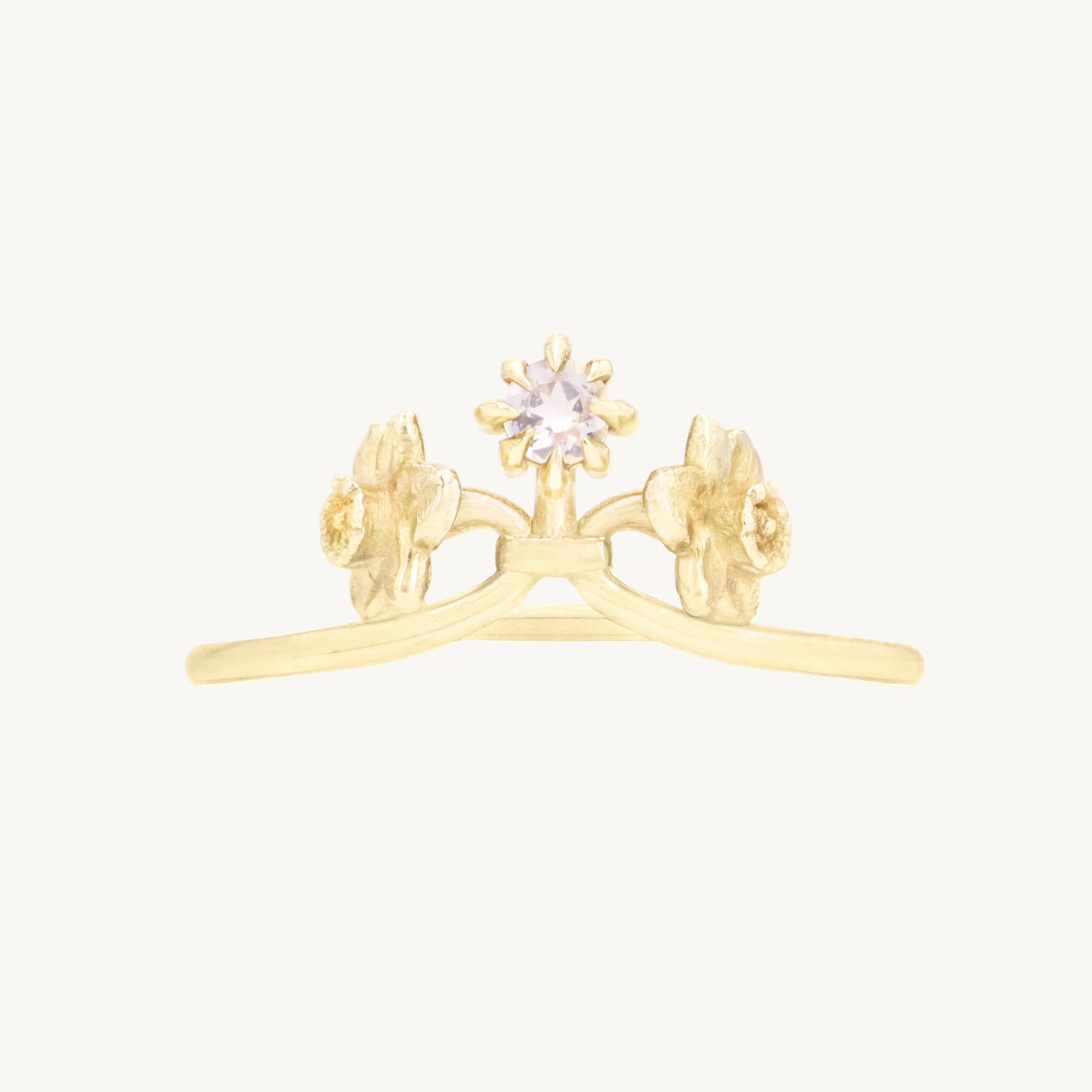 Morganite Flowers in a Vase Ring