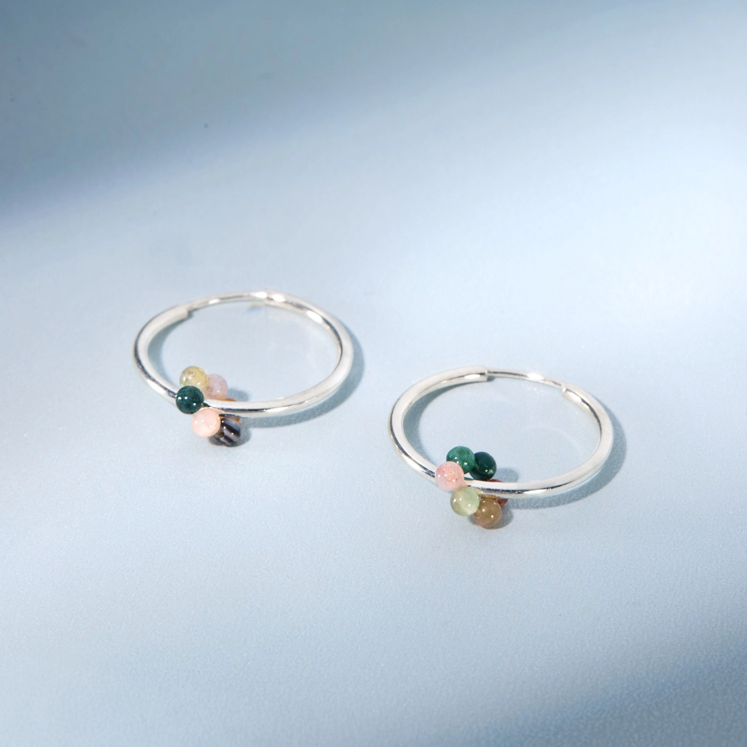 Agate Flower Silver Hoop (single) - Image 4