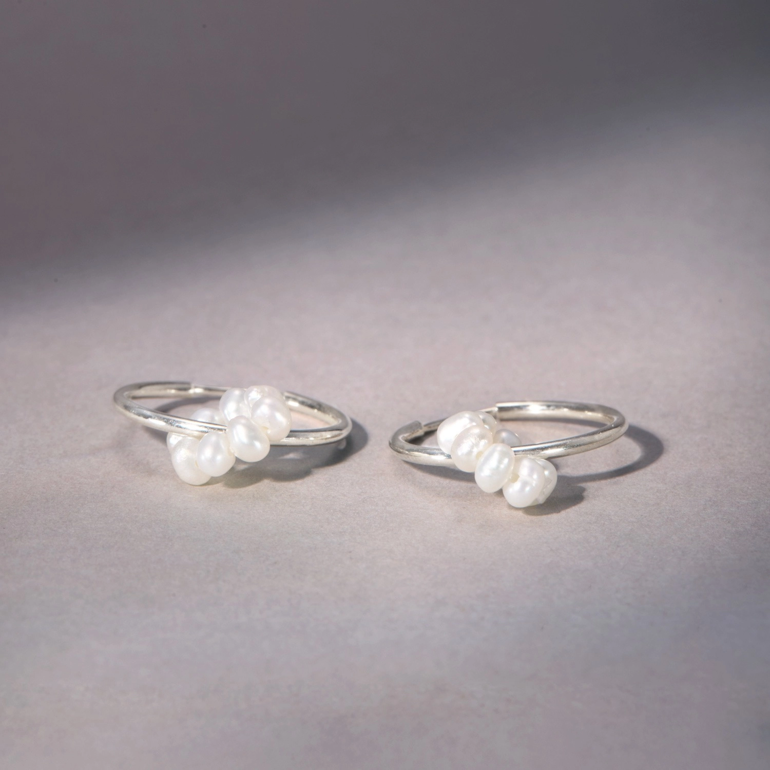 Pearl Flower Silver Hoop (single) - Image 3