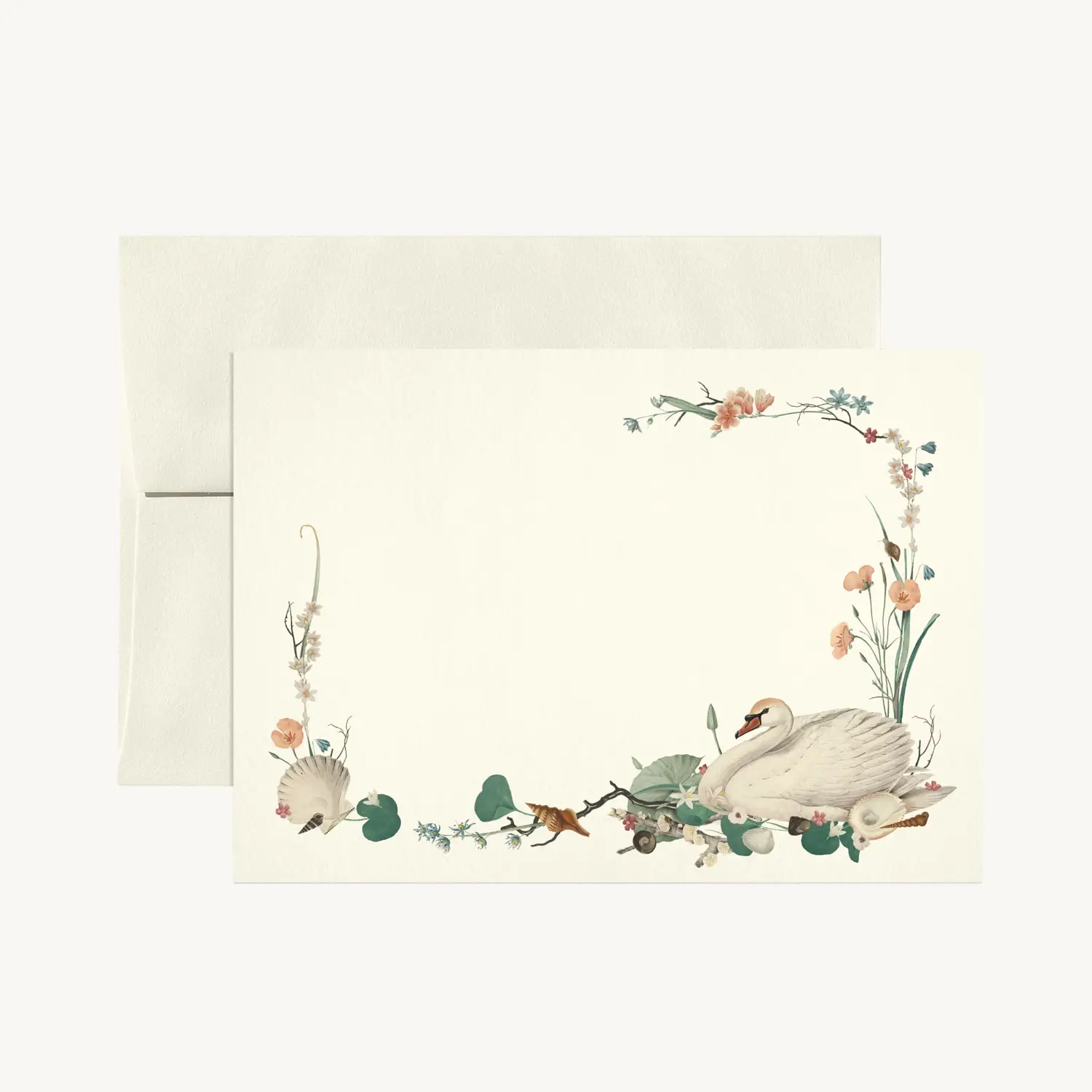 Swan and Seashells Stationery Set