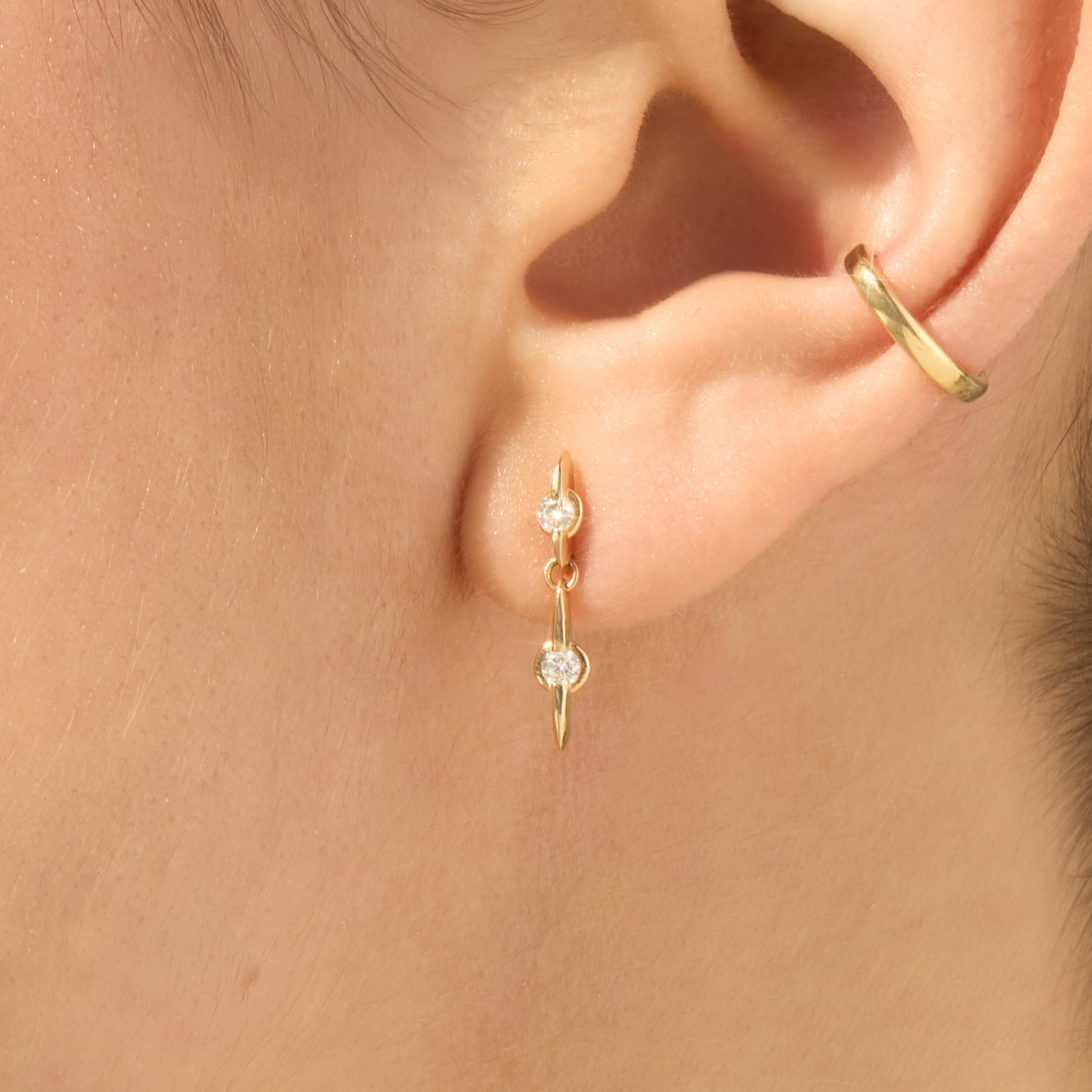 Alternative view of Astral Plane Diamond Drop Earring (single)