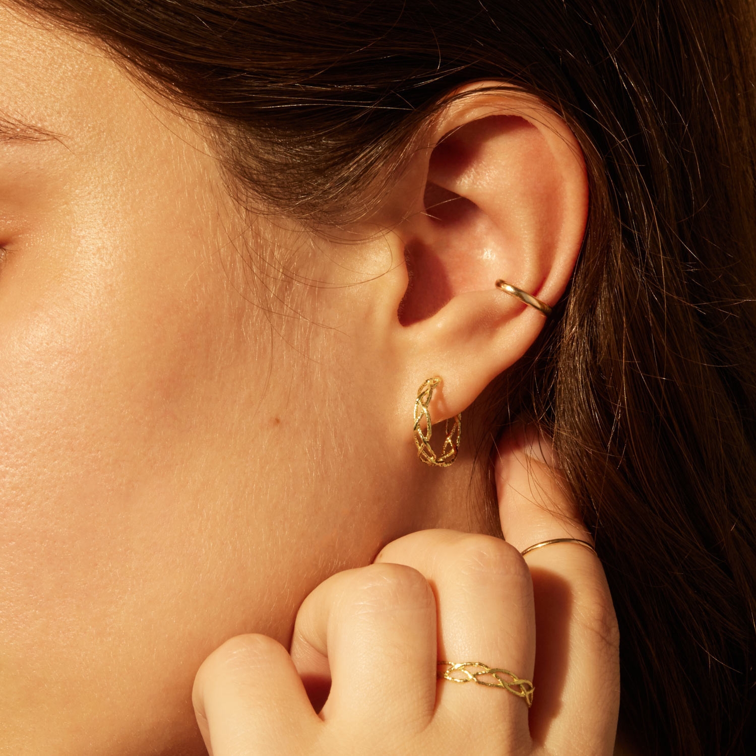 Large Braided Gold Hoop (single) - Image 3