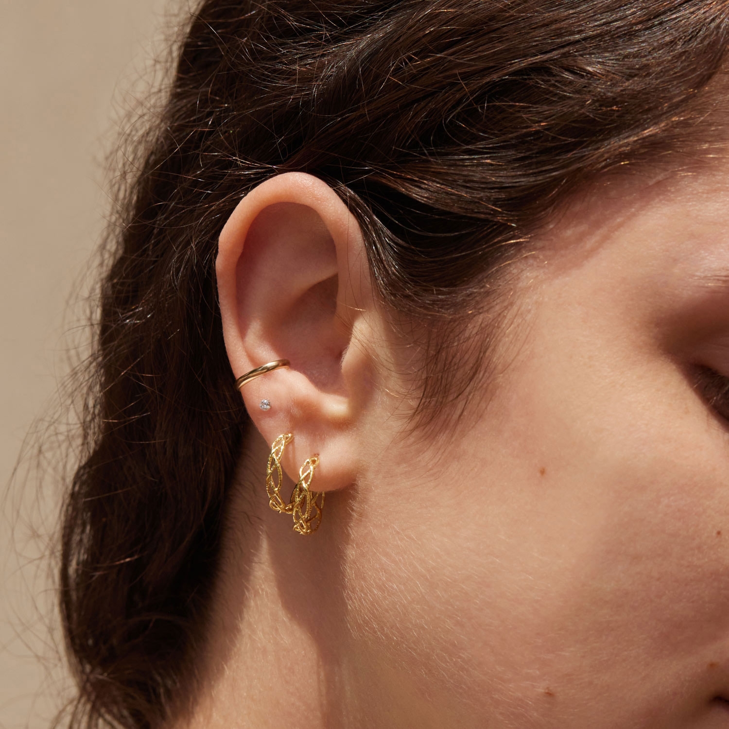 Large Braided Gold Hoop (single) - Image 4