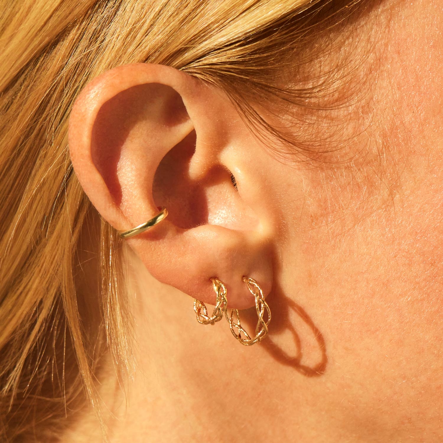 Large Braided Gold Hoop (single) - Image 5