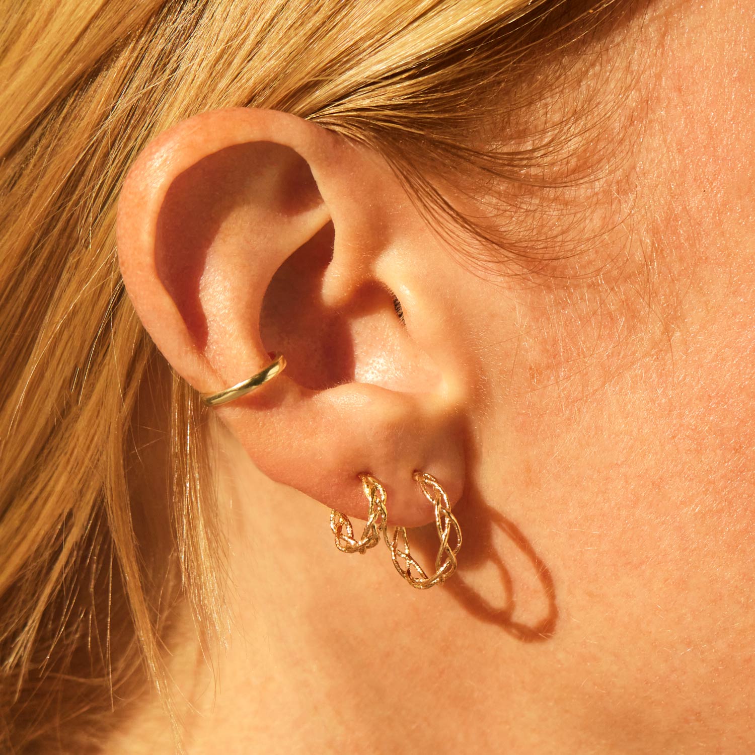 Small Braided Gold Hoop (single) - Image 3