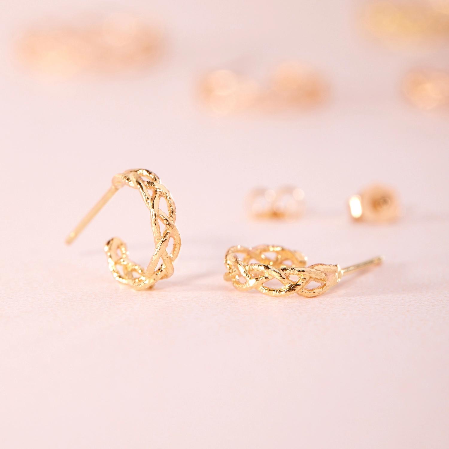 Small Braided Gold Hoop (single) - Image 4