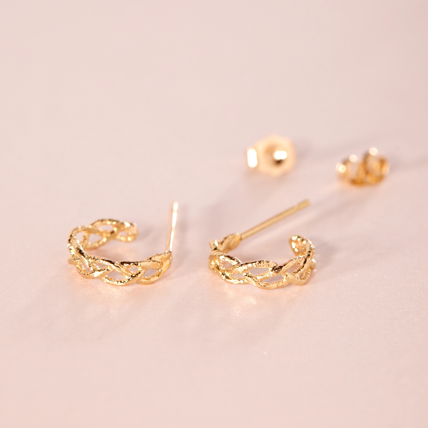 Small Braided Gold Hoop (single) - Image 5