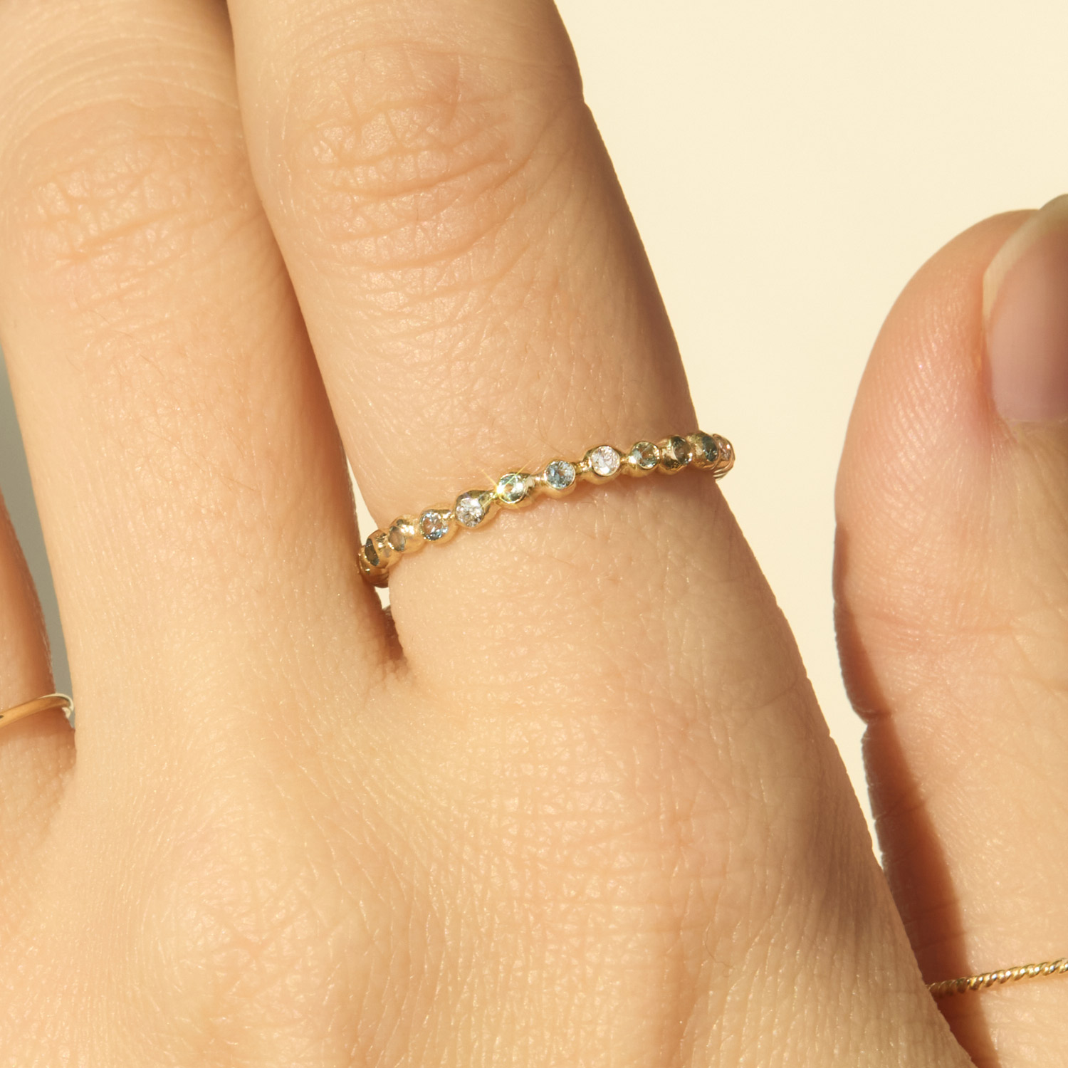 Alternative view of Ocean Light Sapphire & Diamond Ring