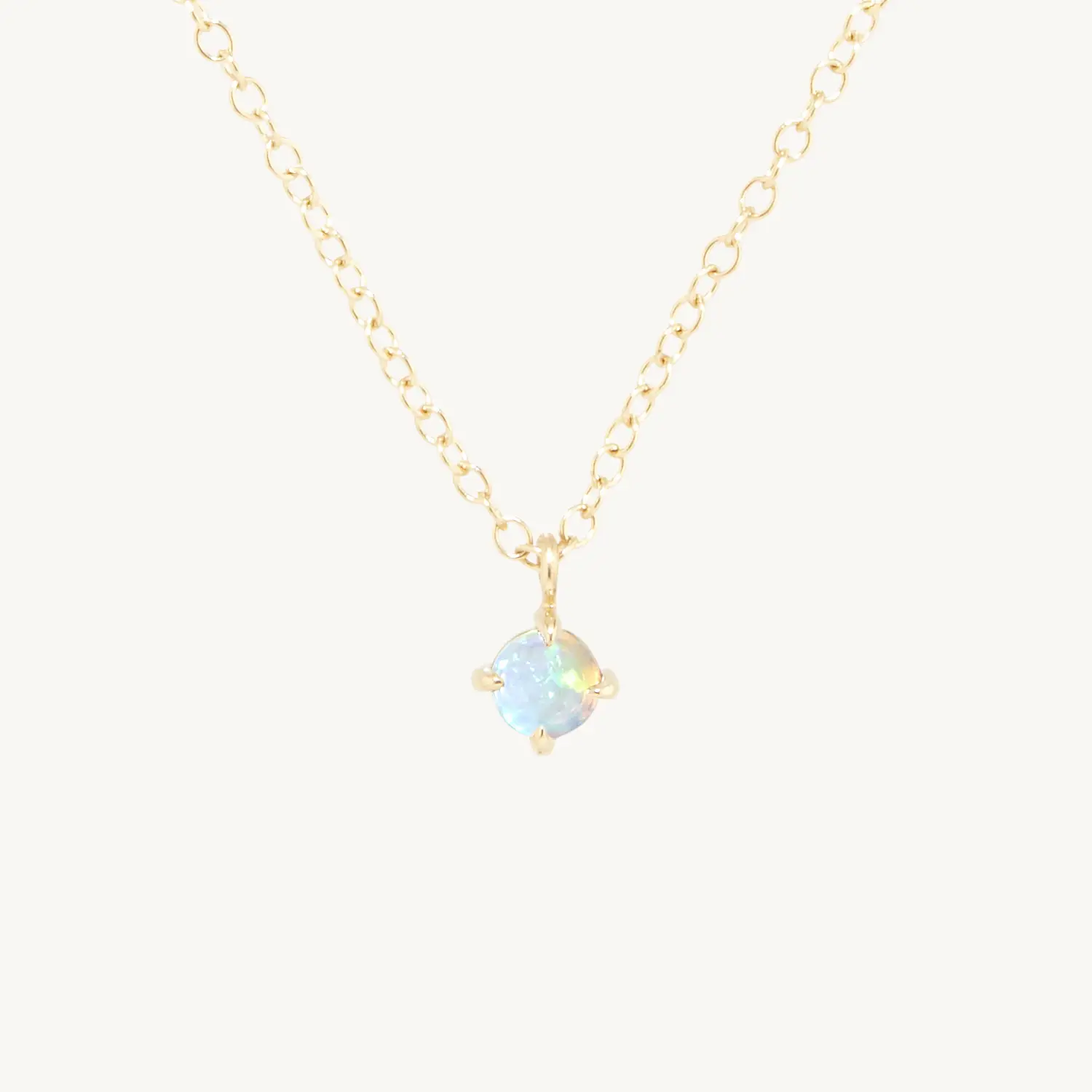 Slumberous Light Necklace, Opal Solitaire