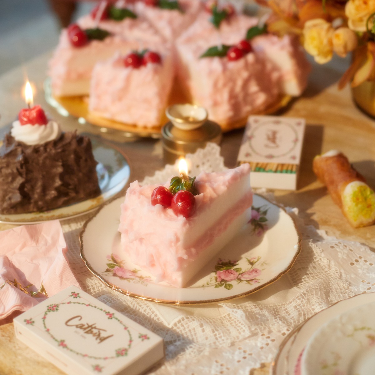 Cake Candle, Pink Cherry on Top - Image 4