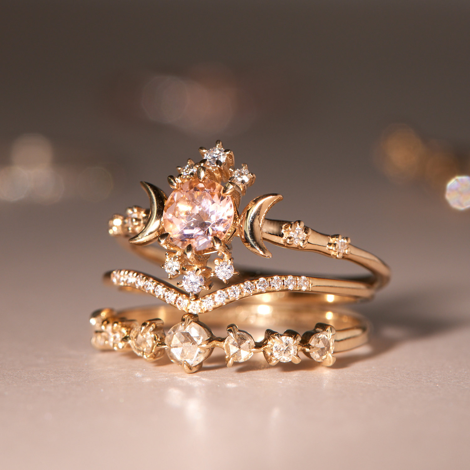 Wandering Star Morganite Ring with Diamonds - Image 7