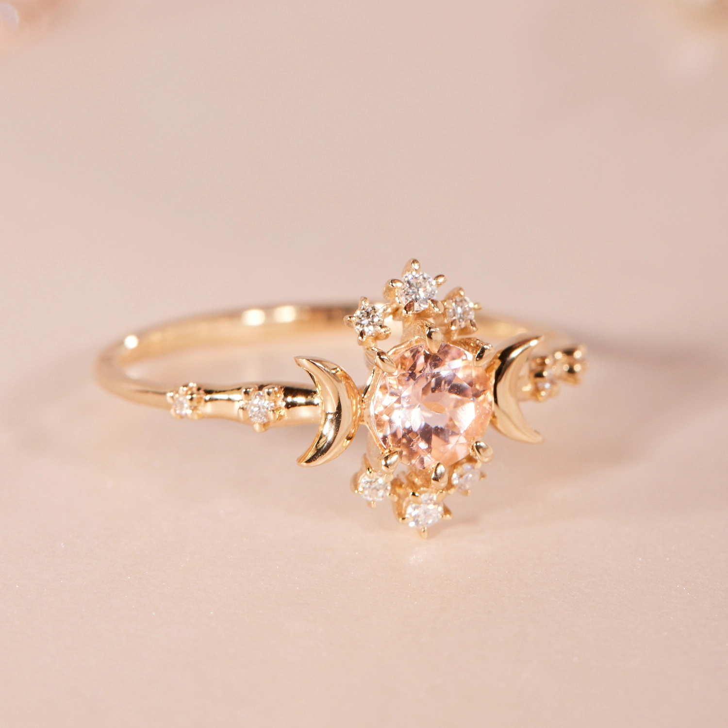 Wandering Star Morganite Ring with Diamonds - Image 6