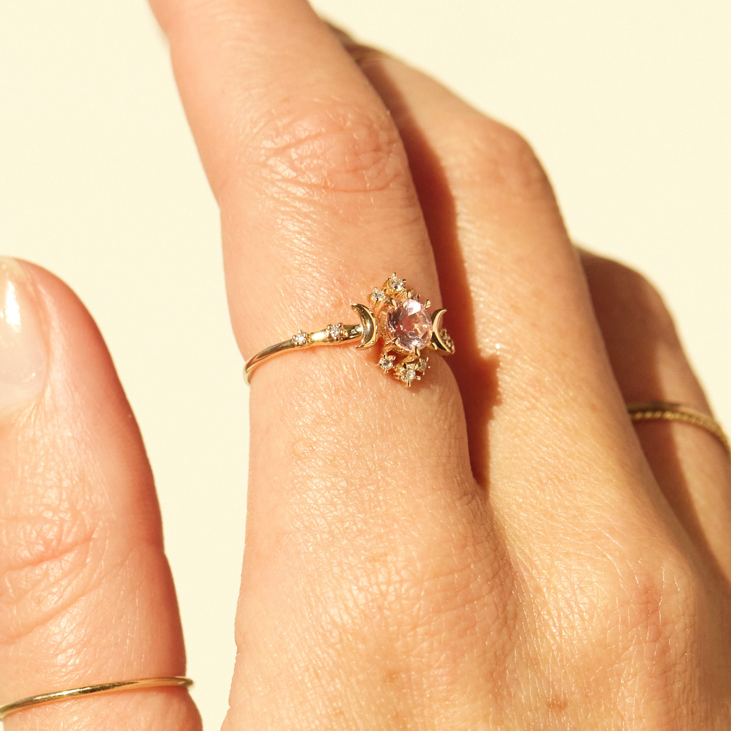 Wandering Star Morganite Ring with Diamonds - Image 4