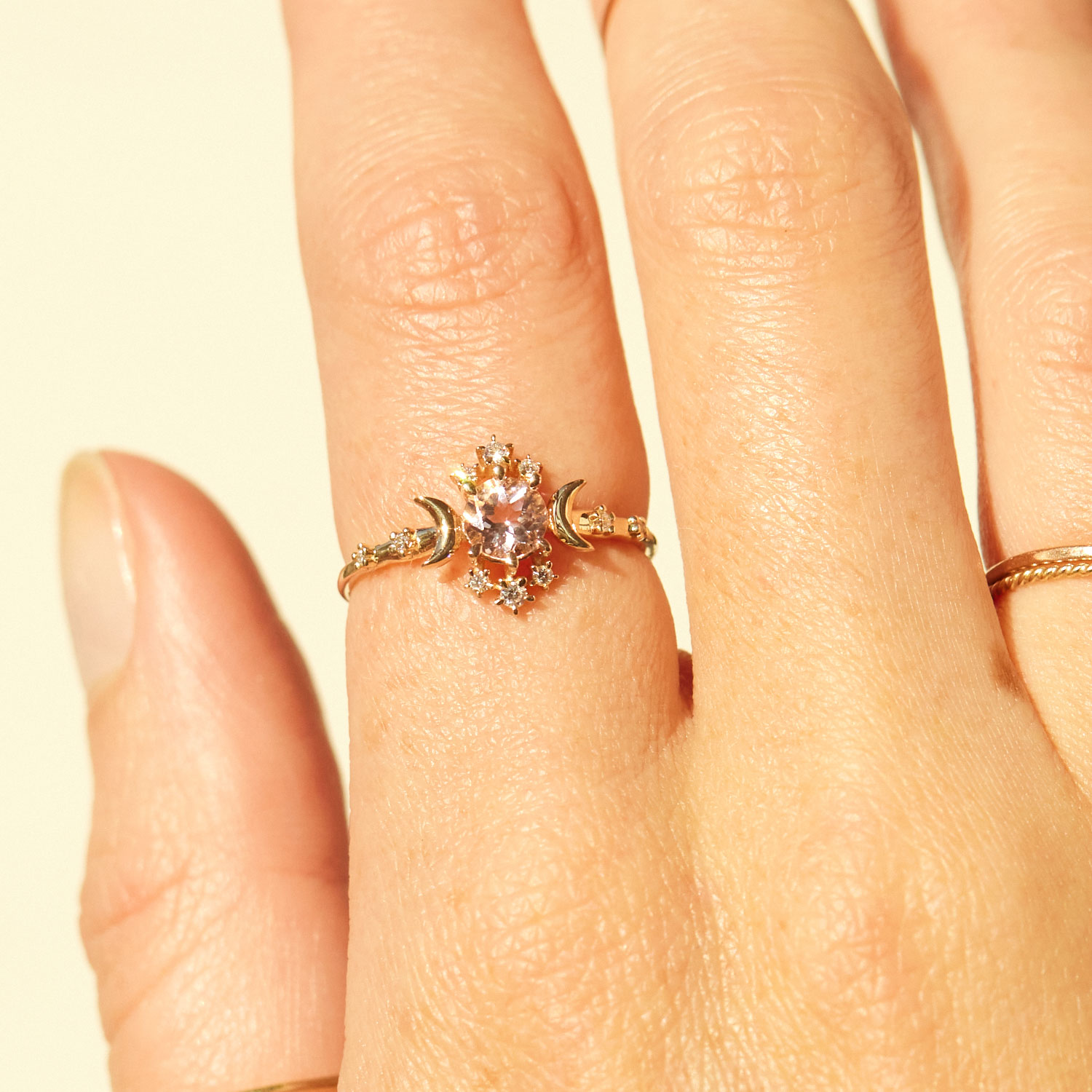 Wandering Star Morganite Ring with Diamonds - Image 3