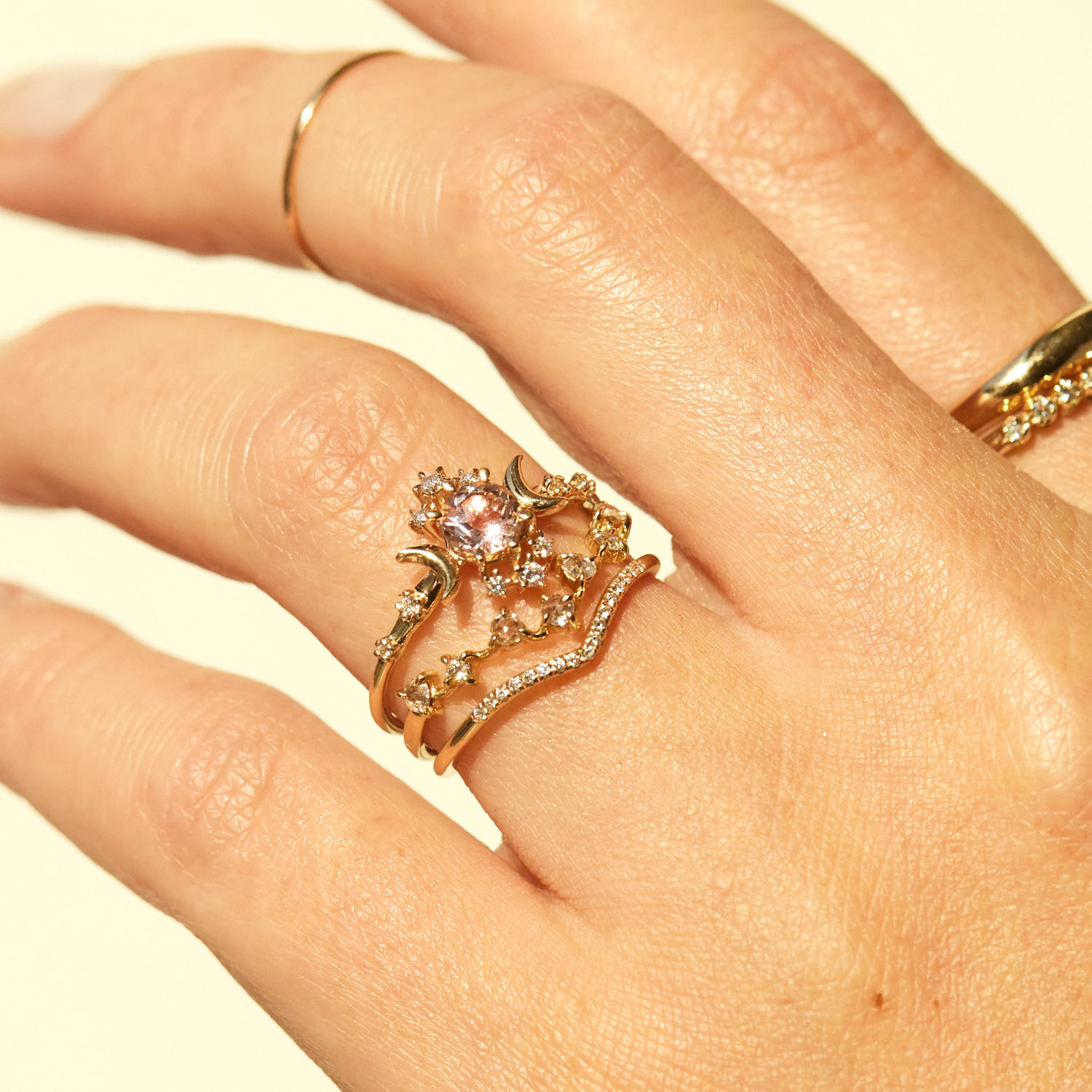 Wandering Star Morganite Ring with Diamonds - Image 5
