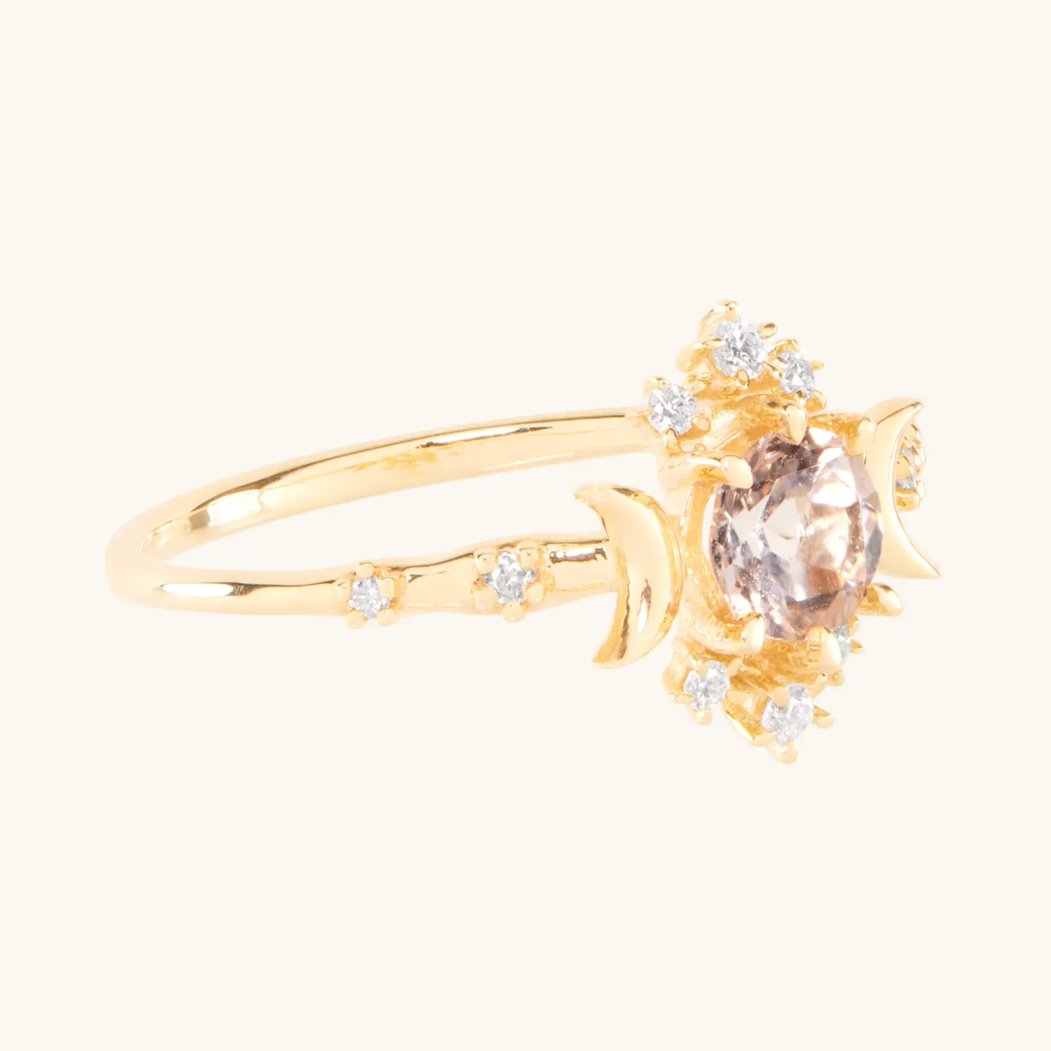 Alternative view of Wandering Star Morganite Ring with Diamonds