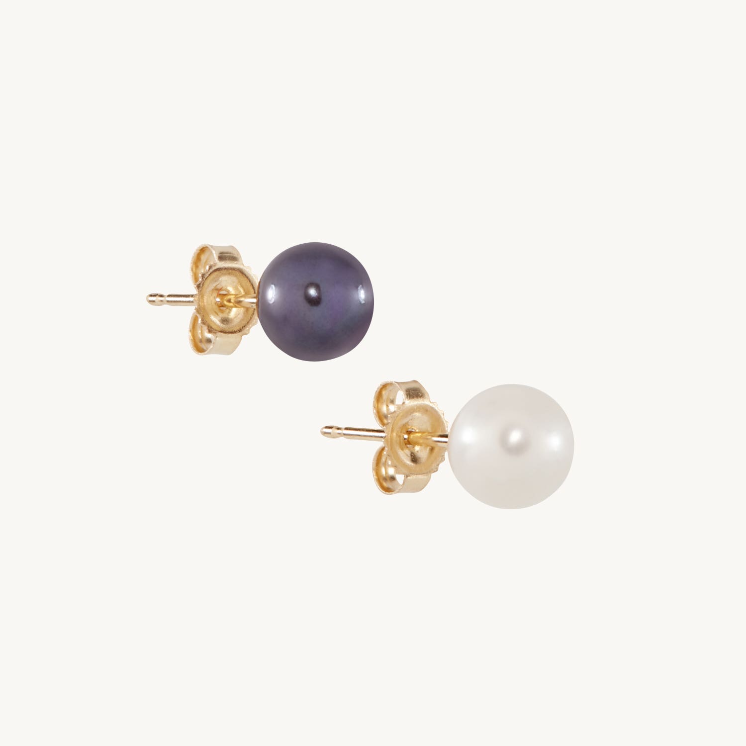 Alternative view of Black & White Pearl Stud (single)