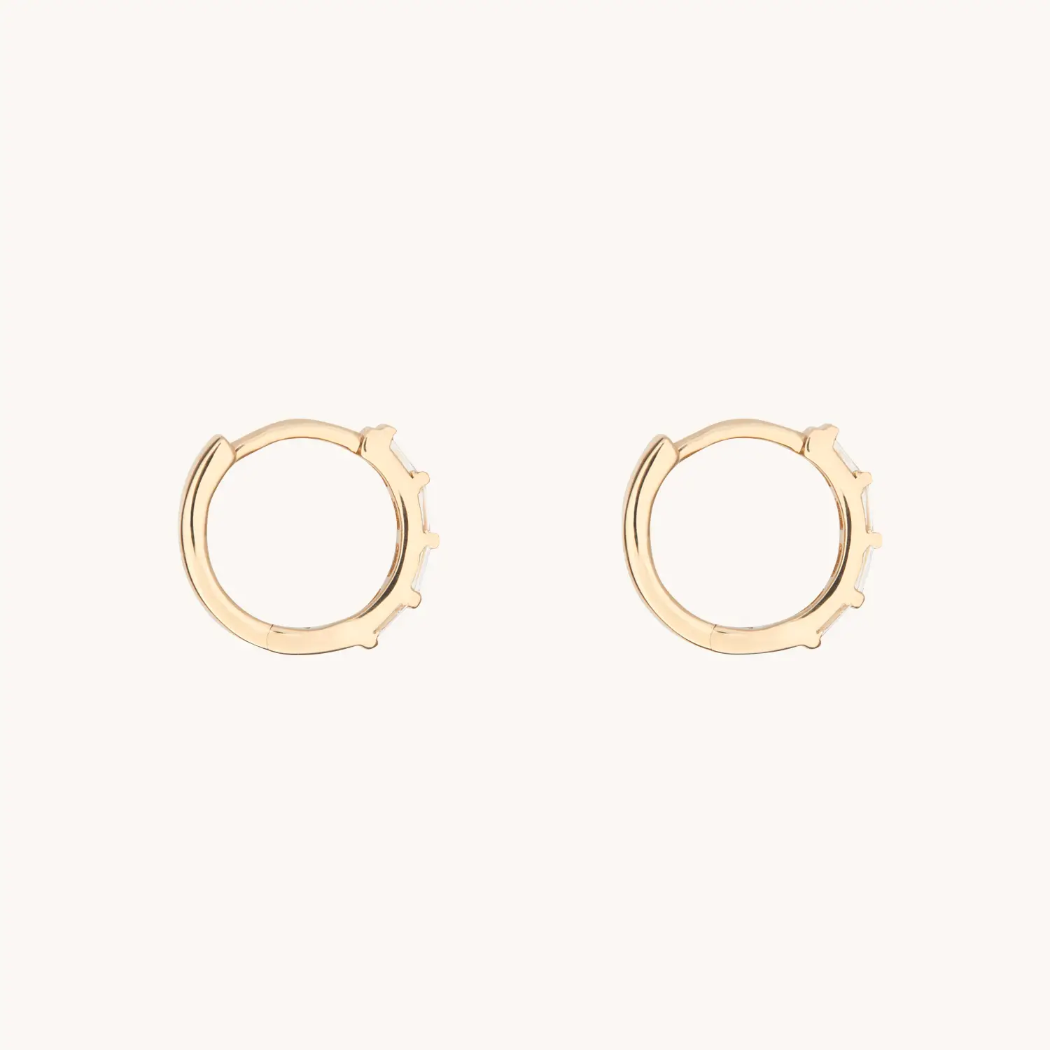 Alternative view of Diamond Baguette Hoop (single)