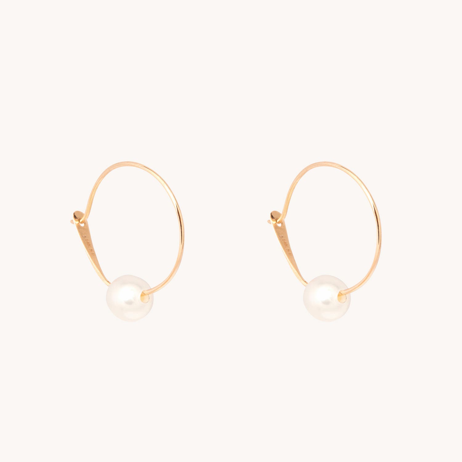 Pearl on a Wire Gold Hoop Earrings (single)