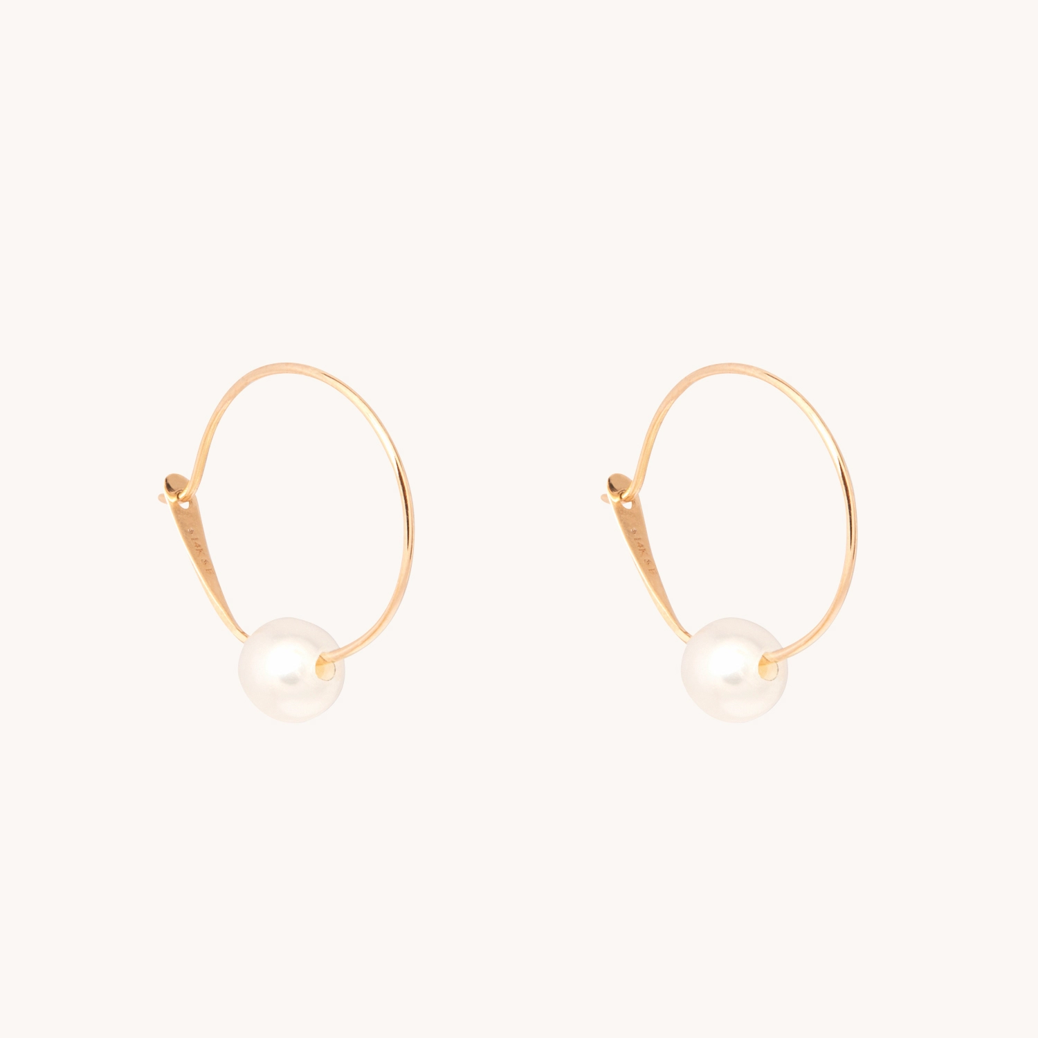 Pearl on a Wire Gold Hoop Earrings (single) - Image 10