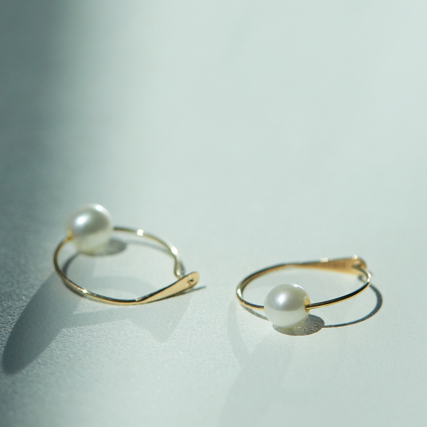 Pearl on a Wire Gold Hoop Earrings (single) - Image 9