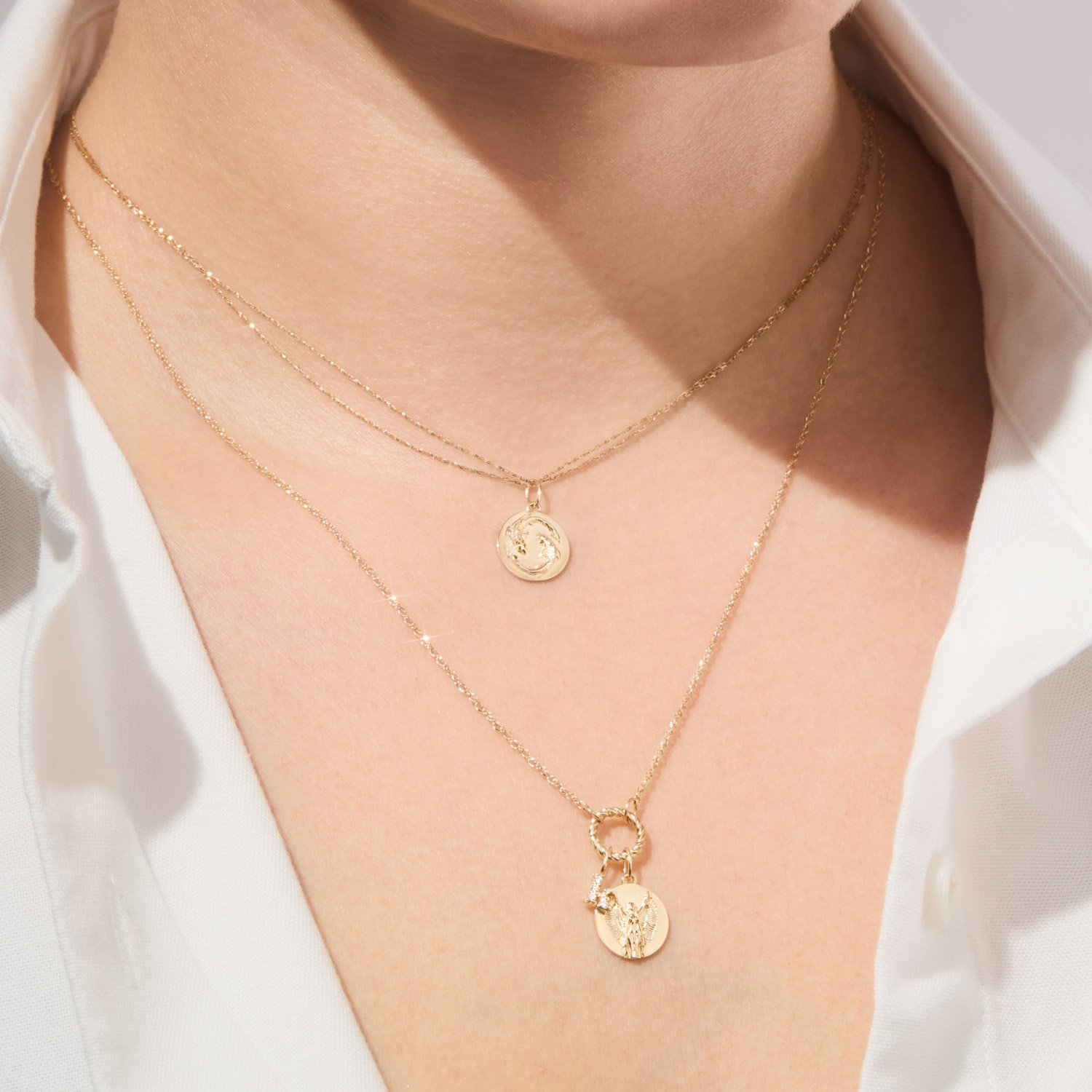 Mini Round Gold Zodiac Pendant - Image 4
