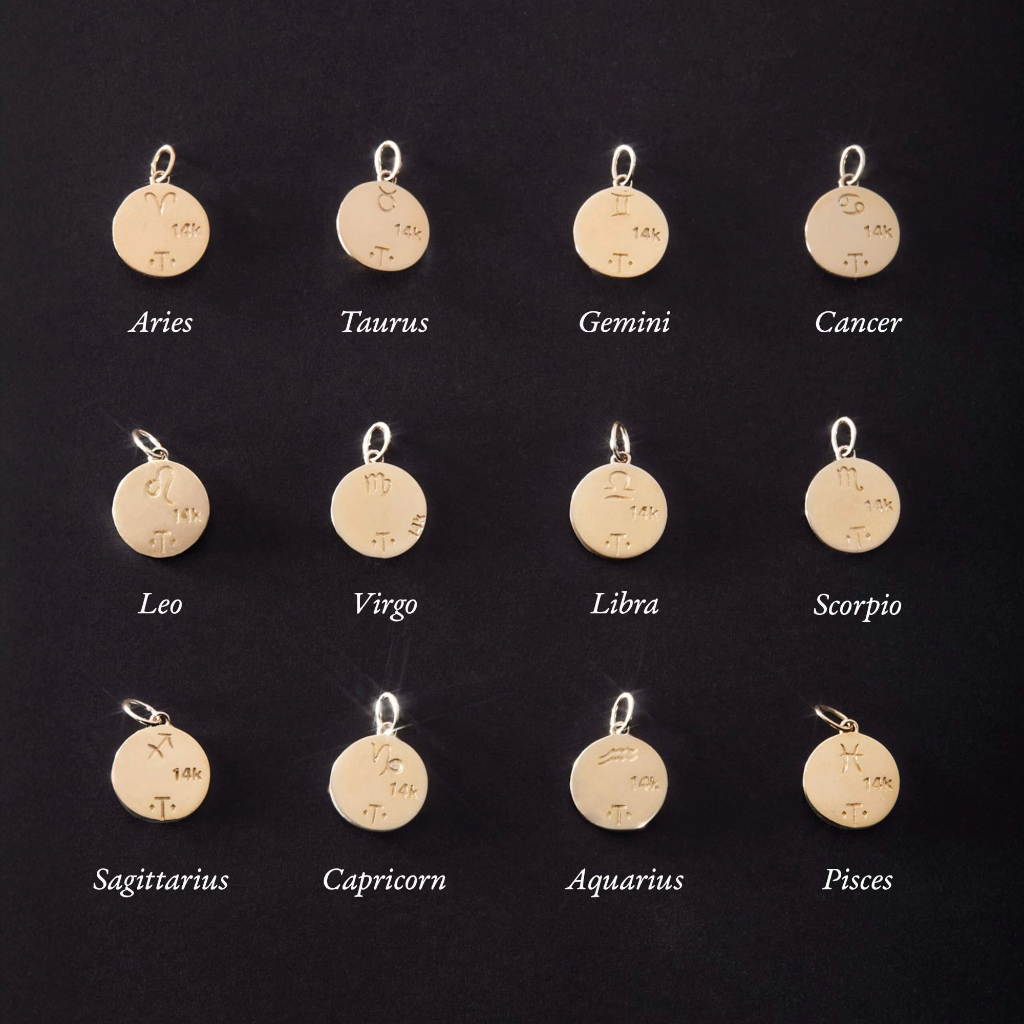 Mini Round Gold Zodiac Pendant - Image 7
