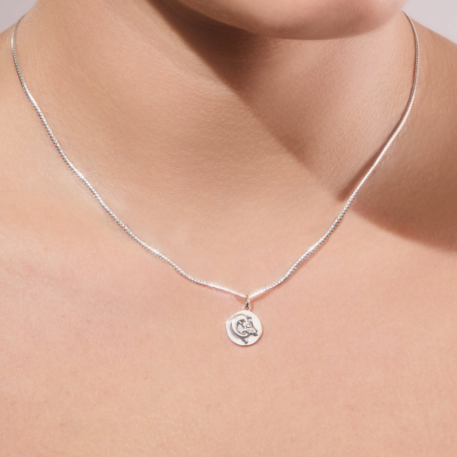 Mini Round Silver Zodiac Pendant - Image 3