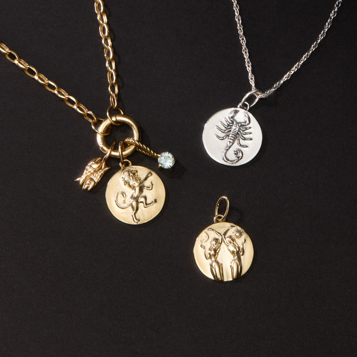 Mini Round Gold Zodiac Pendant - Image 5