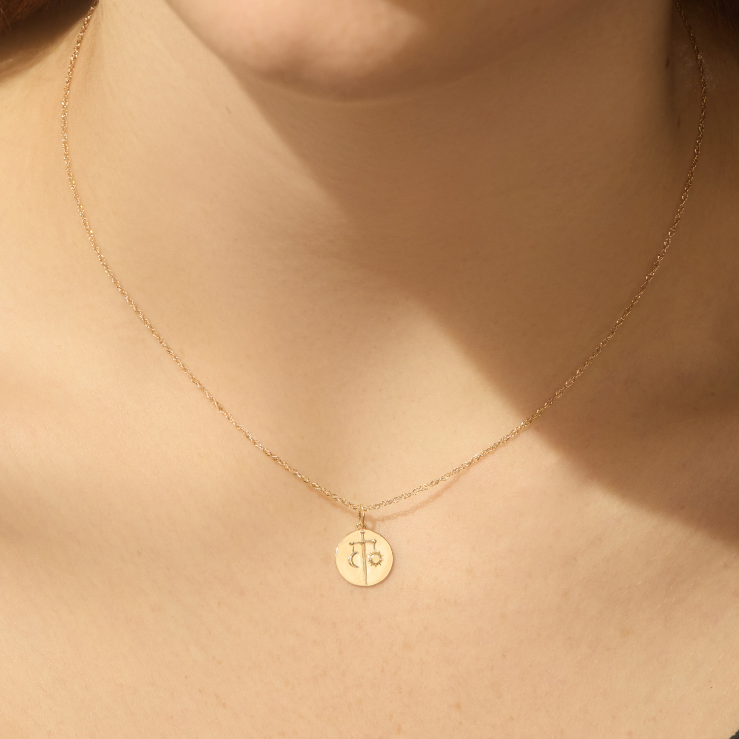 Mini Round Gold Zodiac Pendant - Image 3