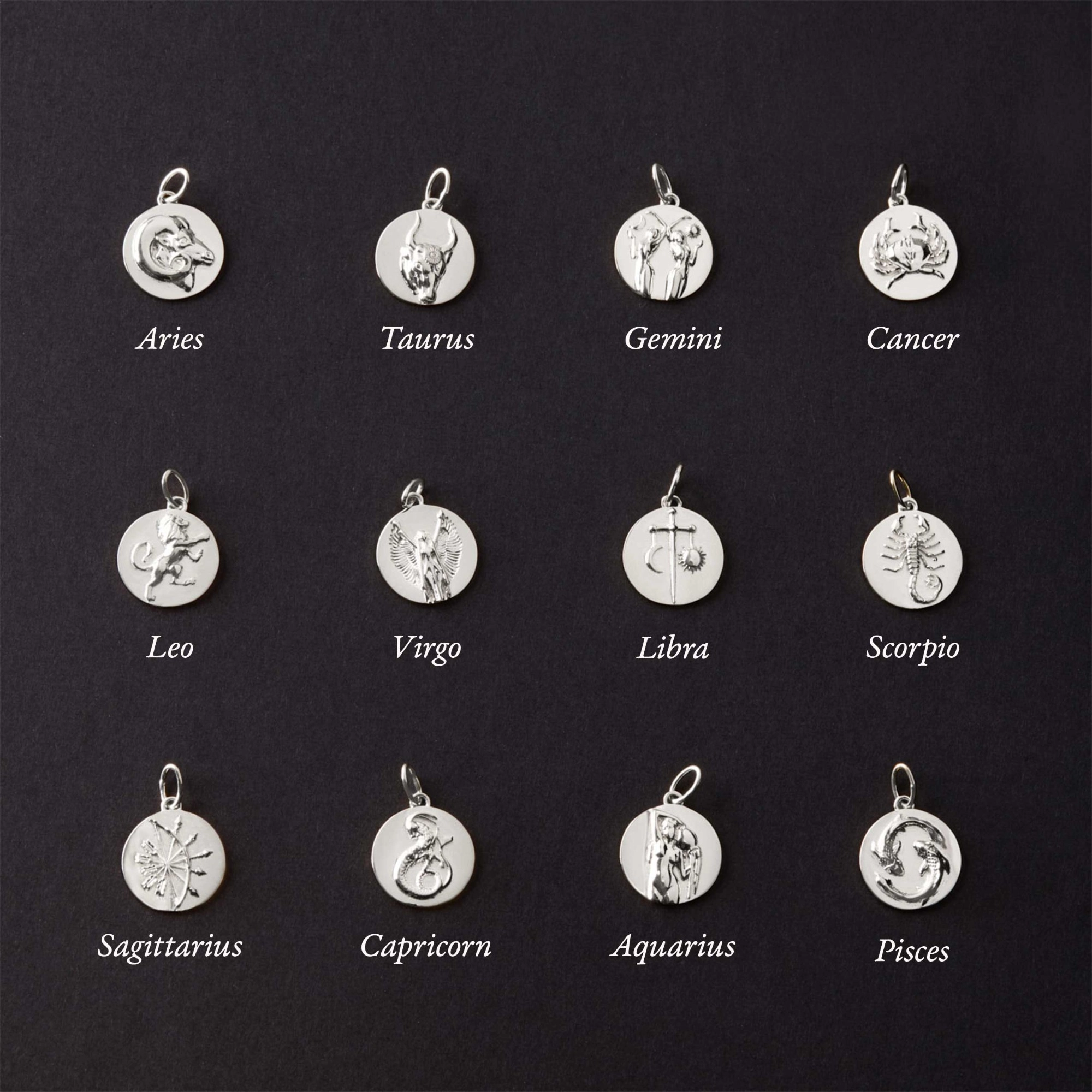 Mini Round Silver Zodiac Pendant - Image 6