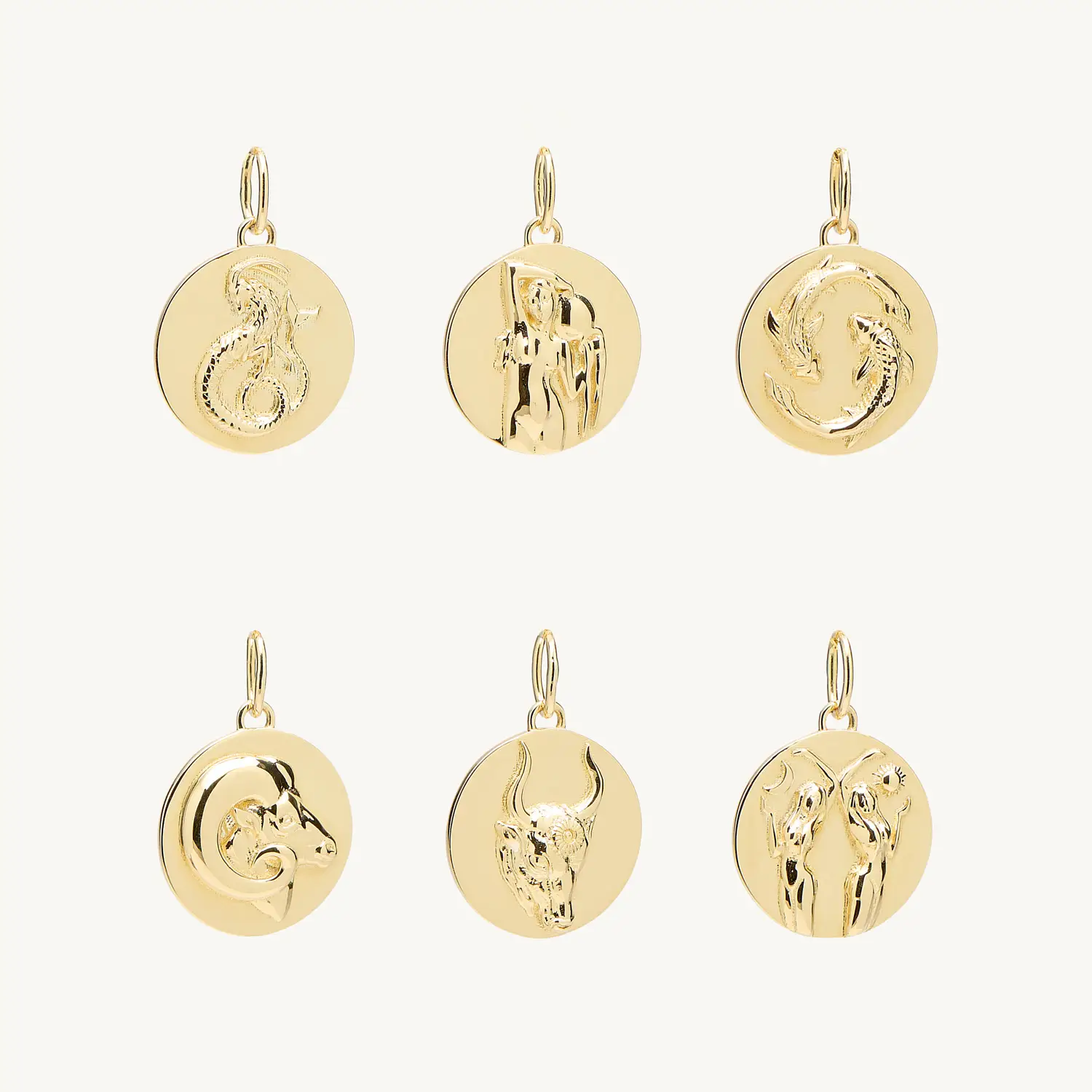 Mini Round Gold Zodiac Pendant